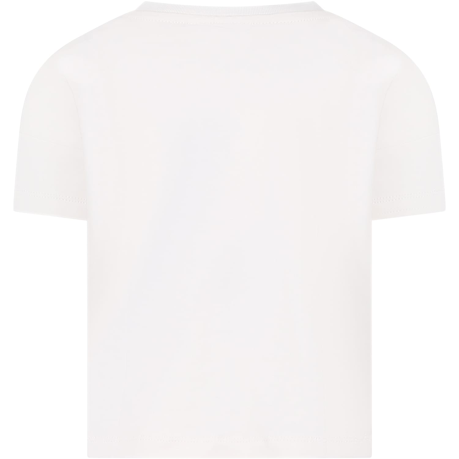 Shop Molo Ivory T-shirt For Girl With Smiley In White