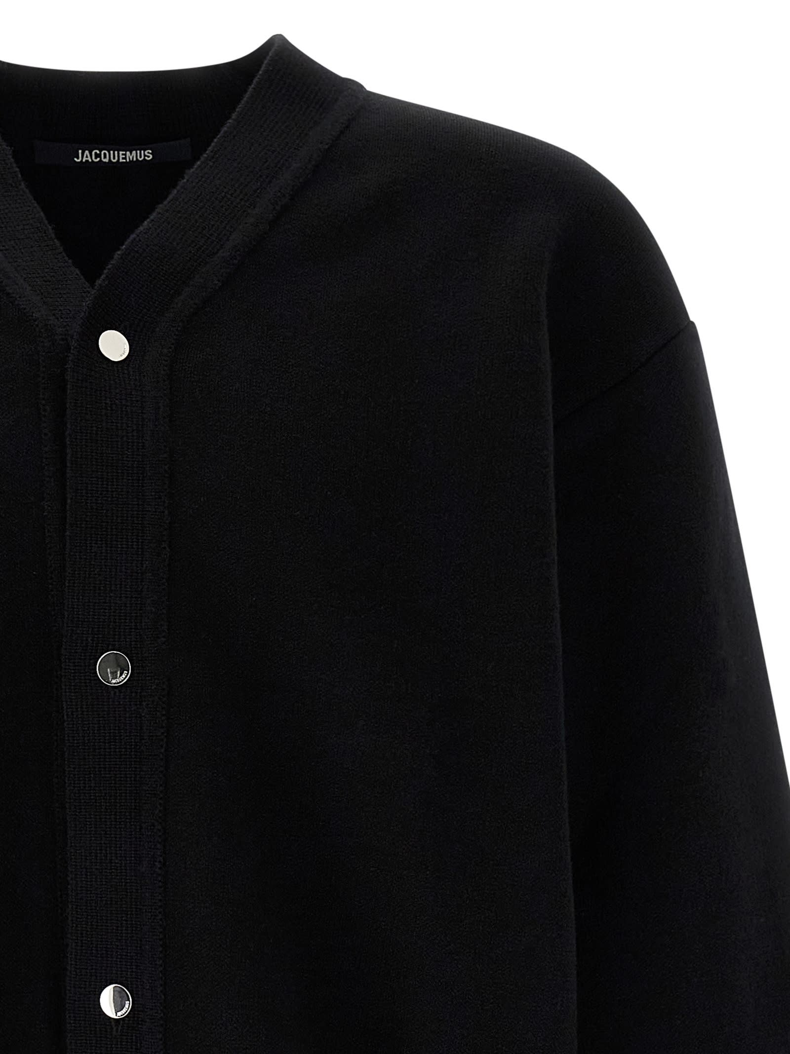 Jacquemus Le Cardigan Doppio Sweaters And Cardigans Black In Black