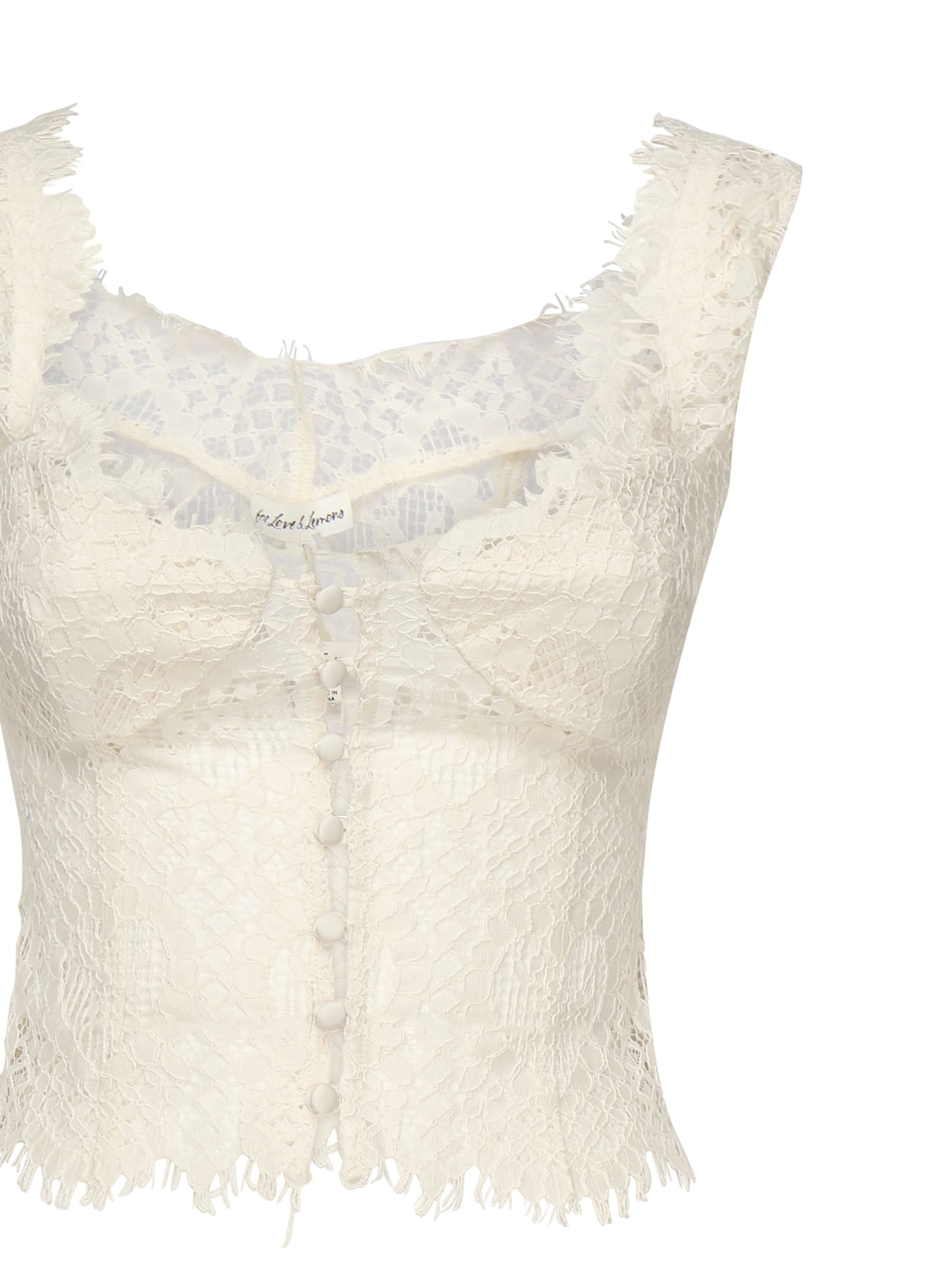 For Love &amp; Lemons Waverly Lace Top In White
