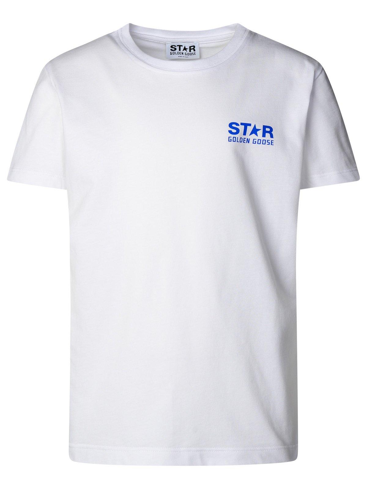 Shop Golden Goose Star-printed Crewneck T-shirt In White/ Blue Royal