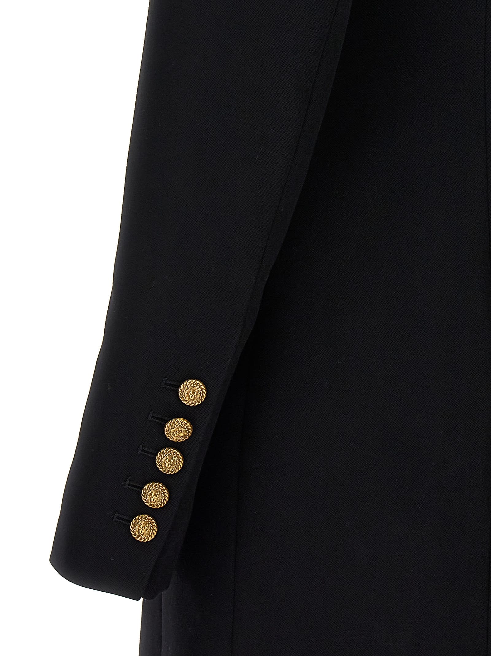 Shop Balmain Gold Button Dress In Eab Noir Blanc