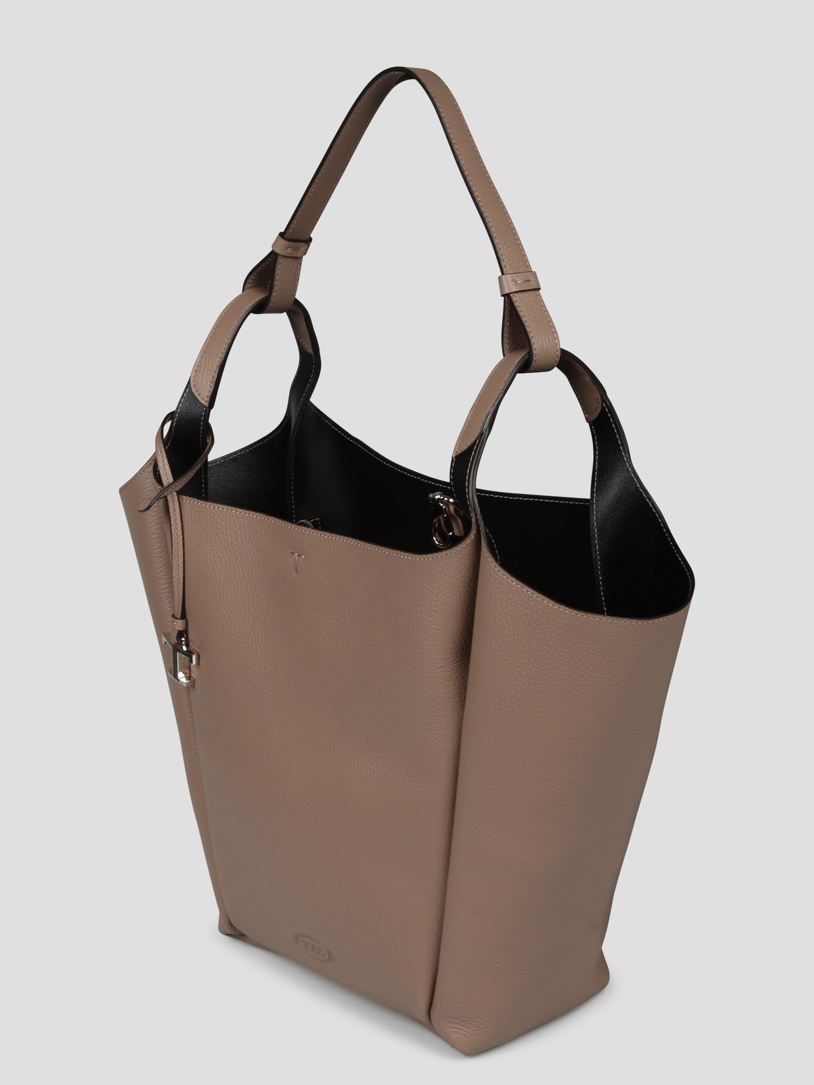 Shop Tod's Logo Bucket Bag In Nude & Neutrals