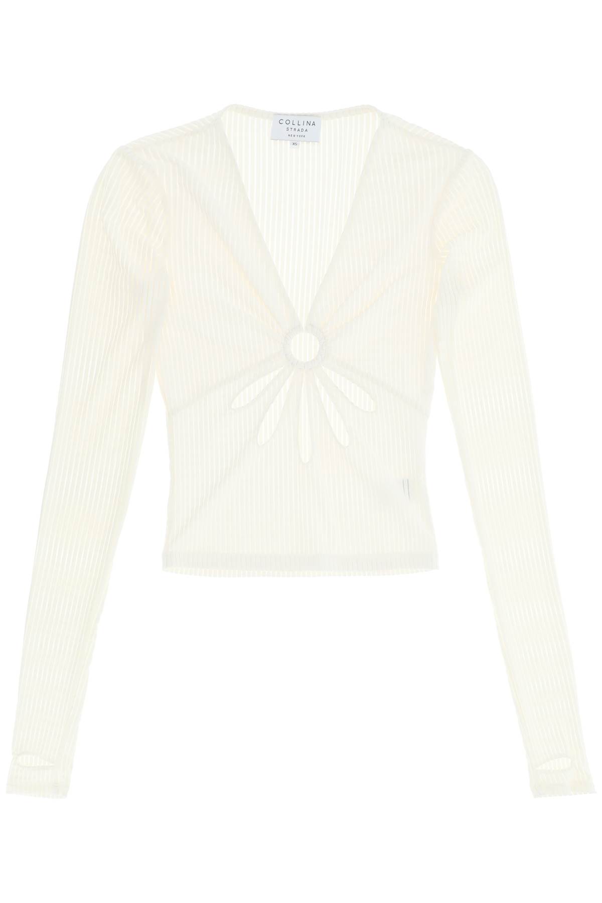Shop Collina Strada Flower Top With Cut Outs In Sheersucker (white)