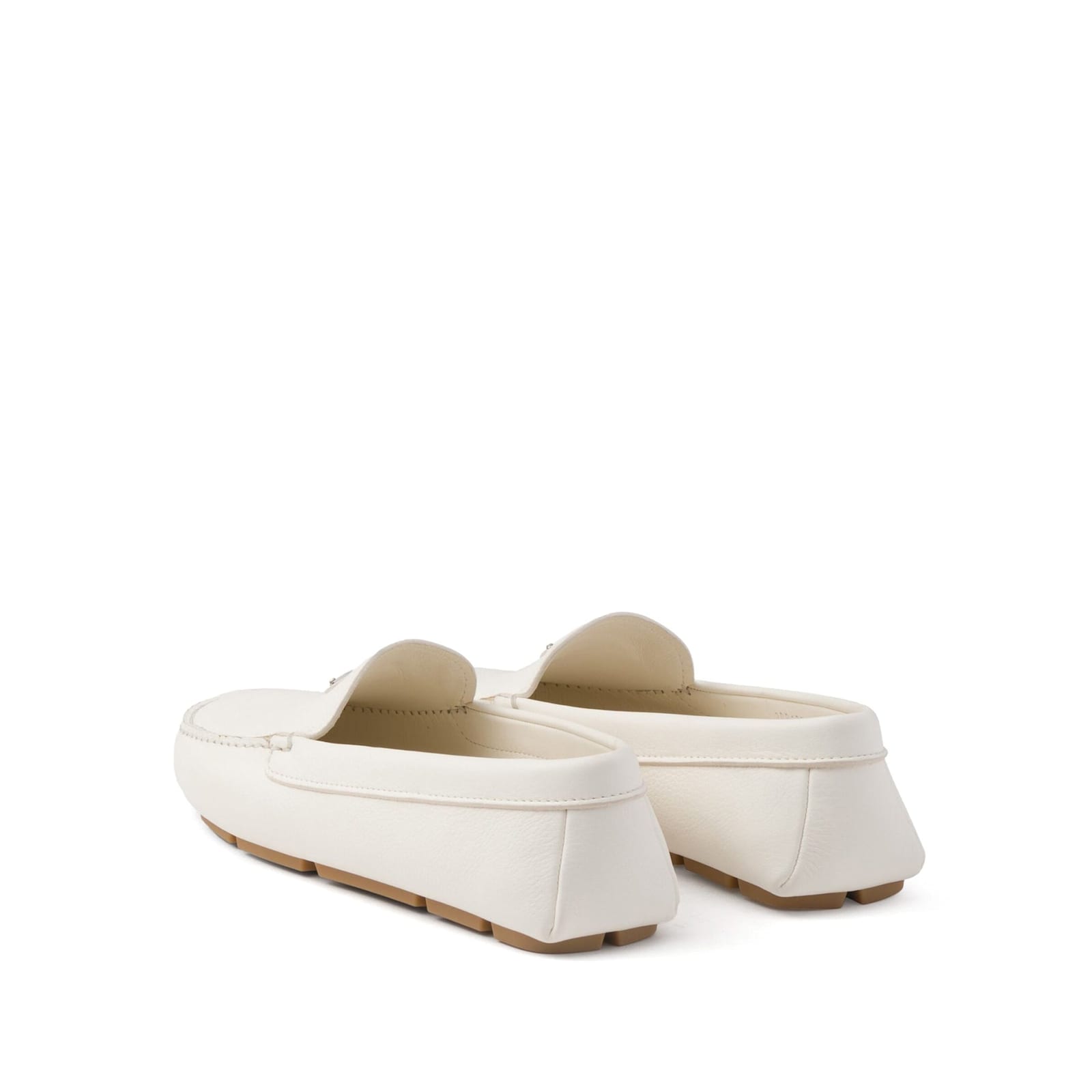 Prada Logo Leather Loafers Men In White