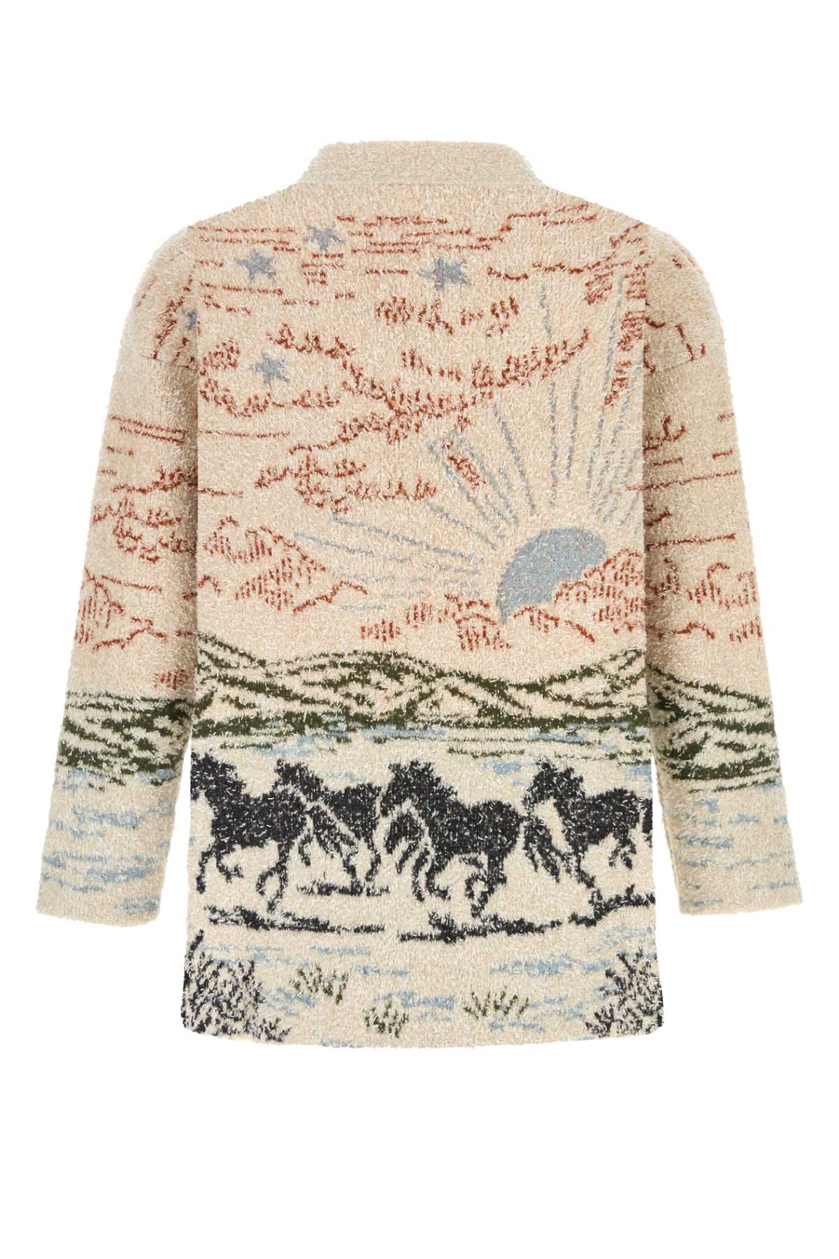 Alanui Graphic Pattern Long Sleeve Wool Cardigan In Neutral