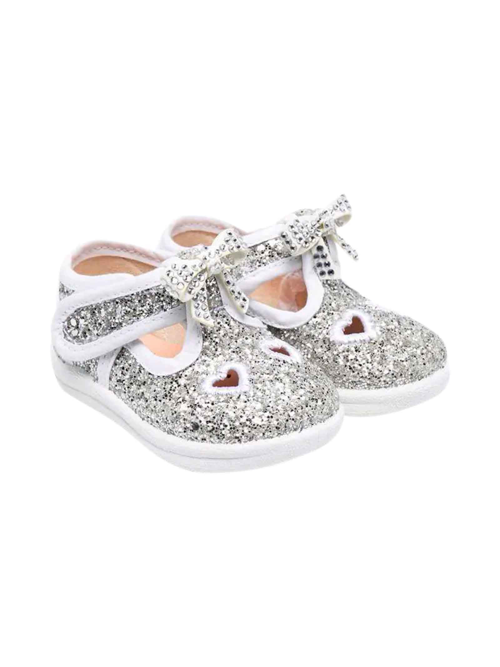 Monnalisa Kids' Silver Glitter Shoes In Argento