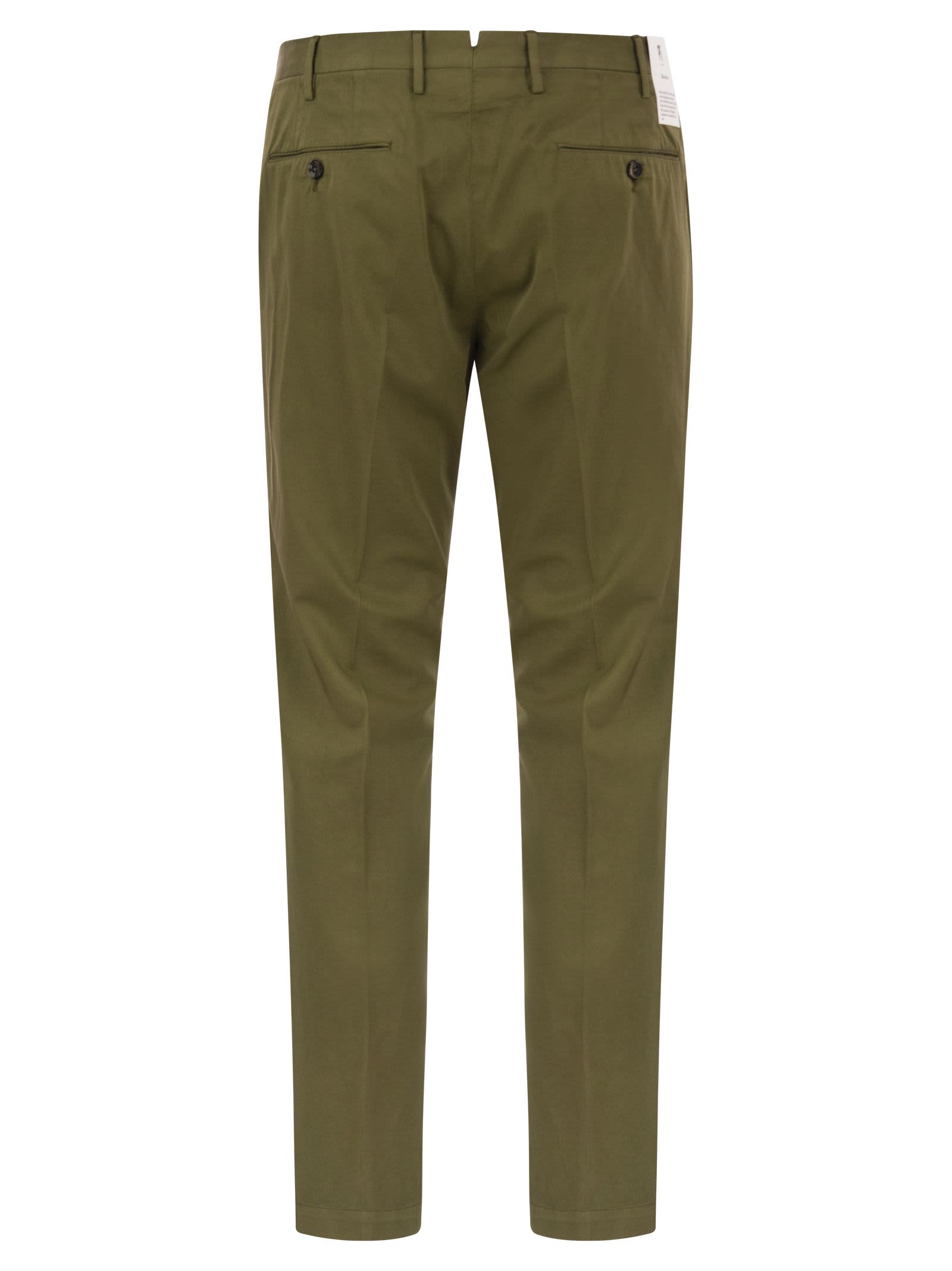Shop Pt01 Skinny Trousers In Cotton And Silk In Green