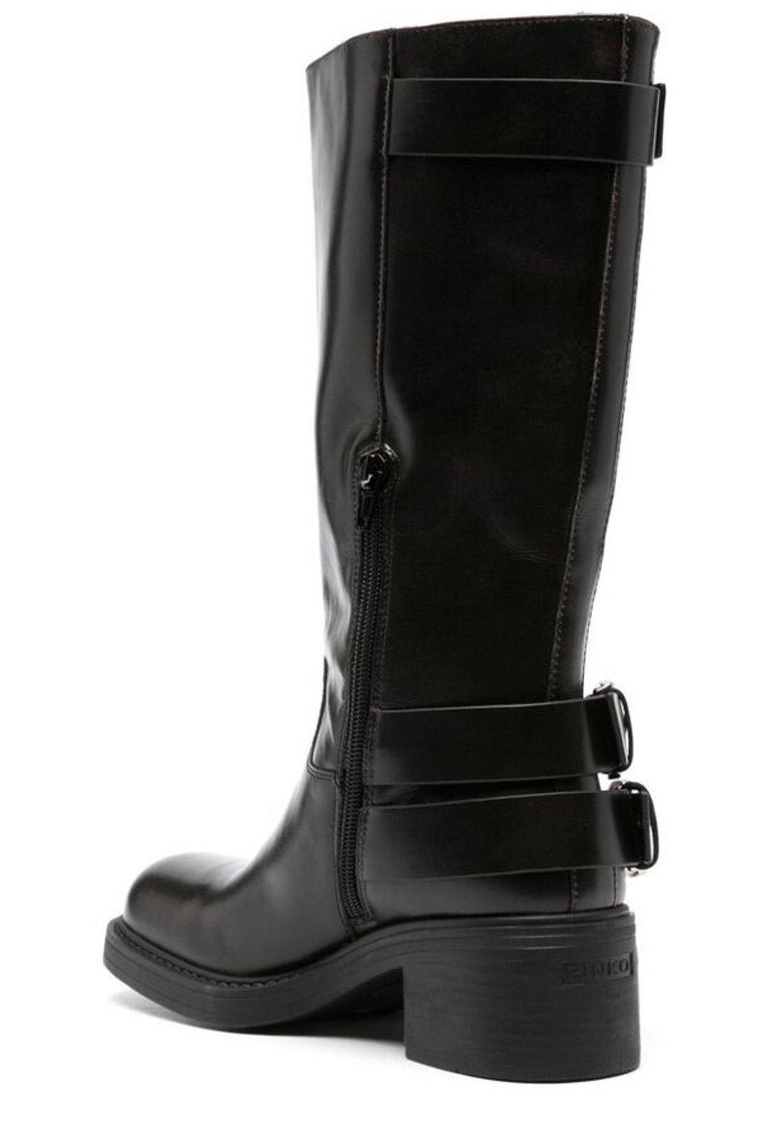 Shop Pinko Buckle Detailed Boots In Black