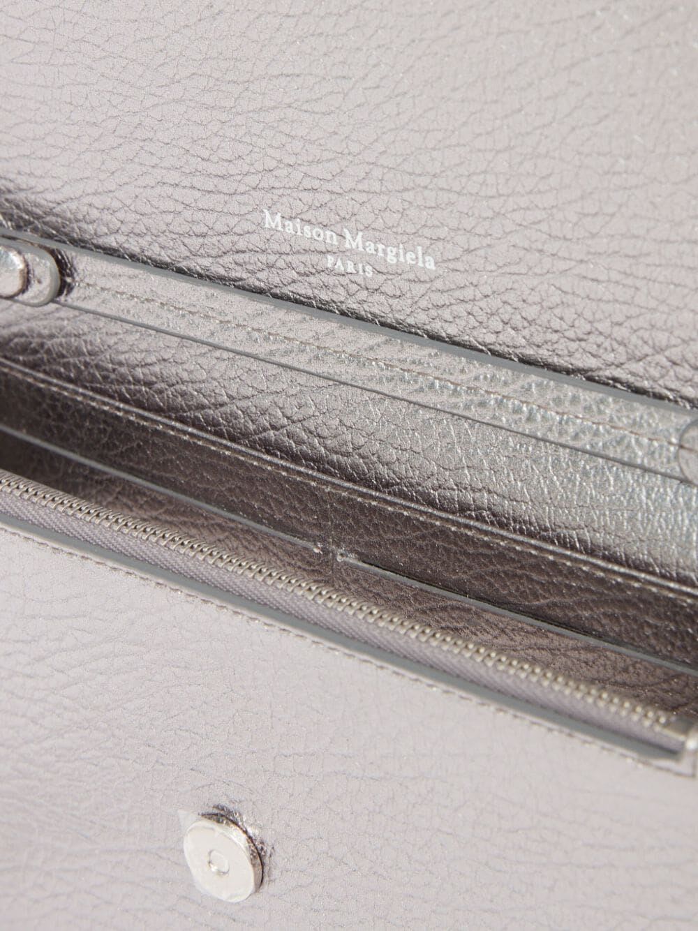 Shop Maison Margiela Wallet On Chain Medium In Metallic Grey