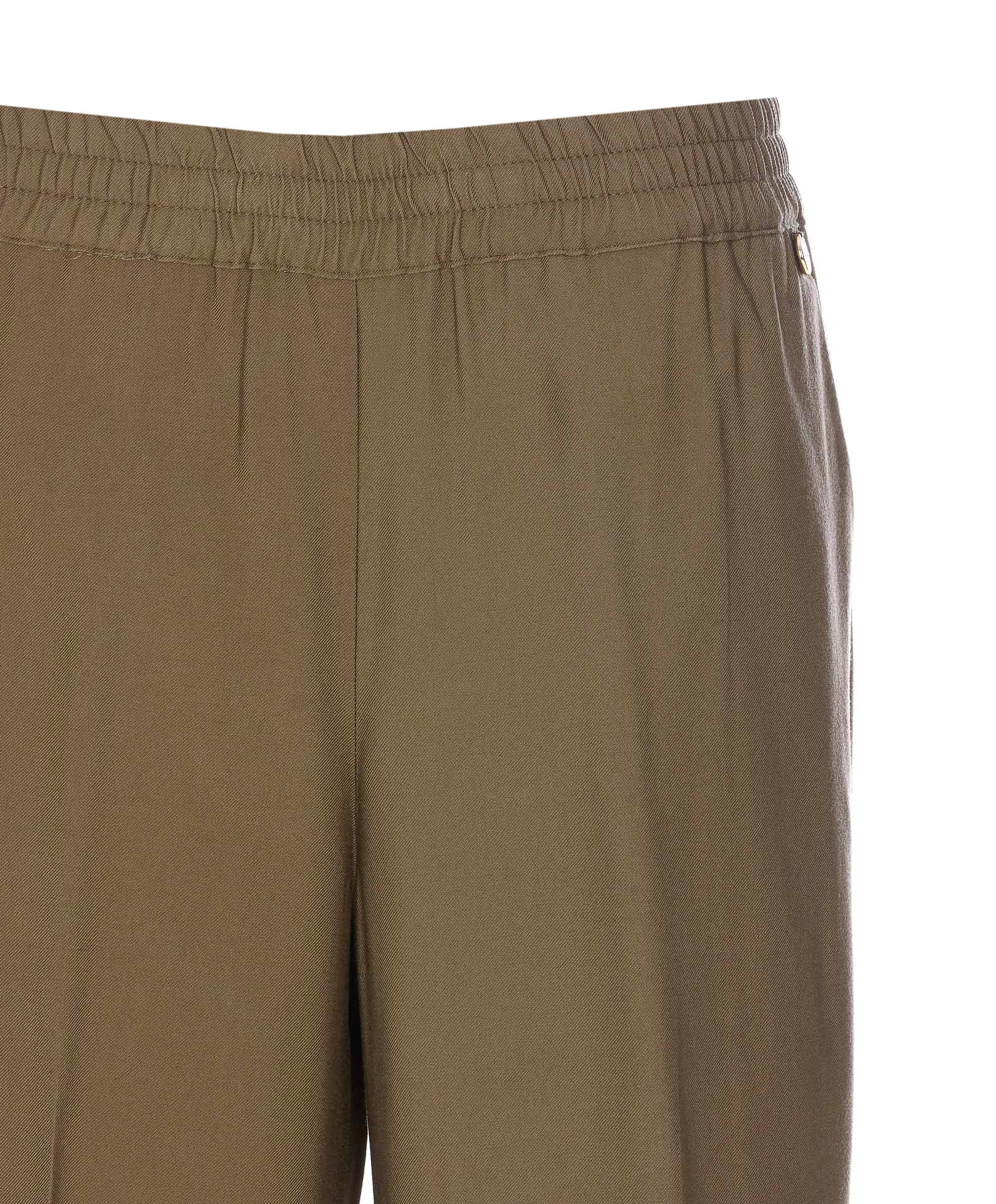 Liu •jo Flared Trousers With Button Detail And Elasticized Waist In Green