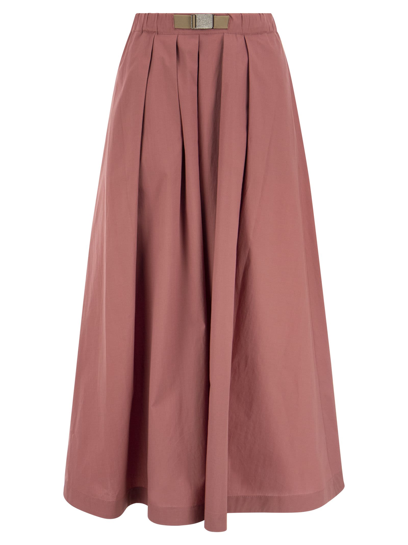 Brunello Cucinelli Full Skirt In Lightweight Poplin With Shimmer Buckle