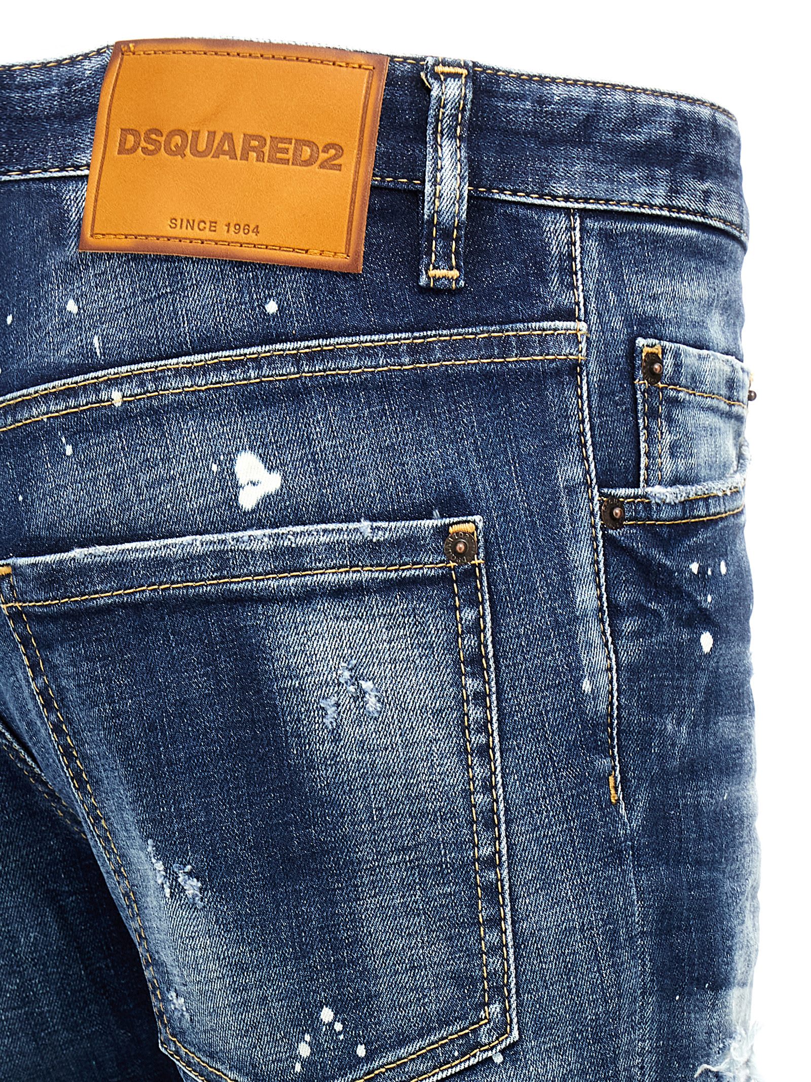 Dsquared2 Slim-fit Distressed Blue Jeans With Five-pocket Design In Blue