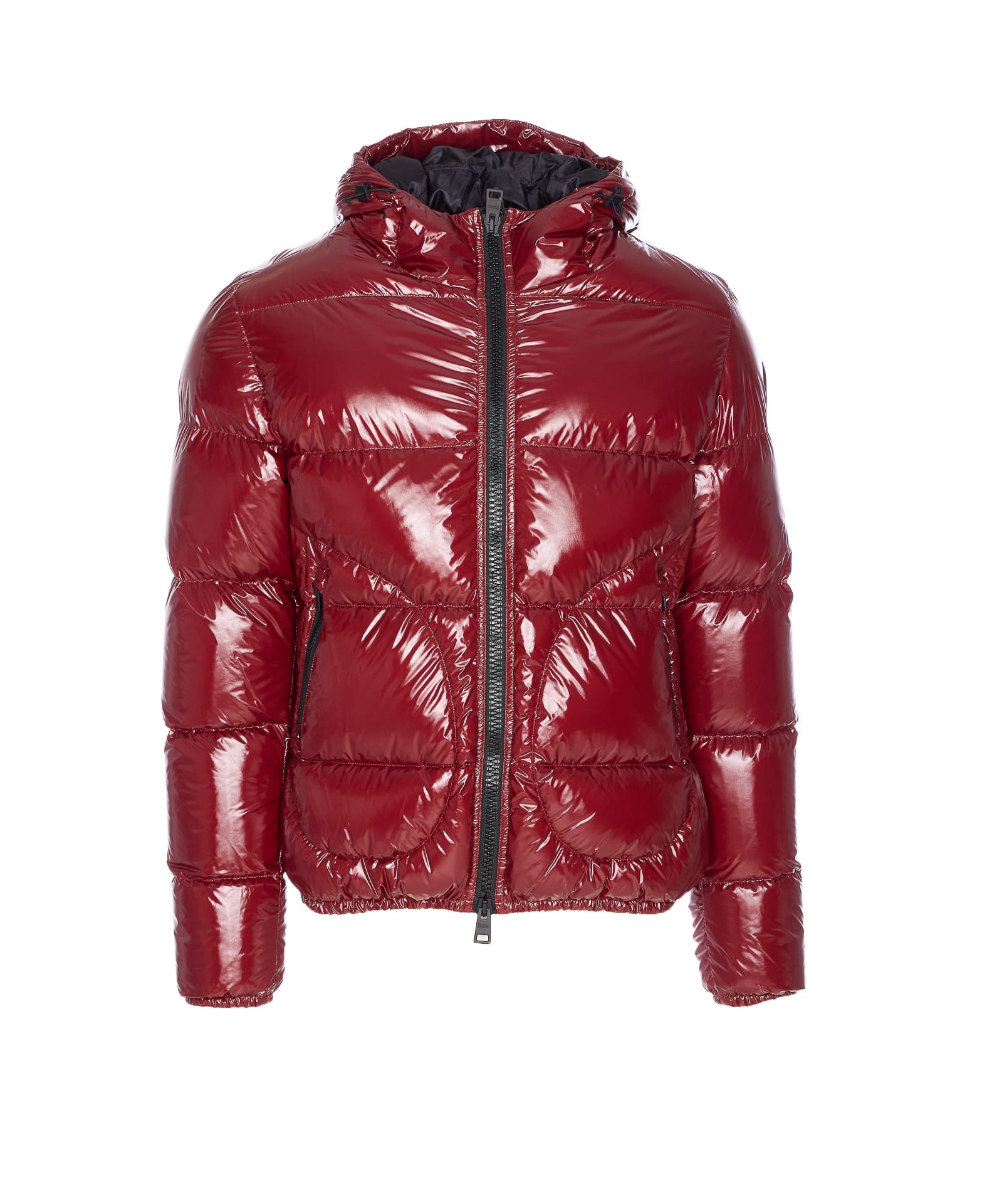 Herno Red Bomber Gloss Frontal Zip Closure In Red
