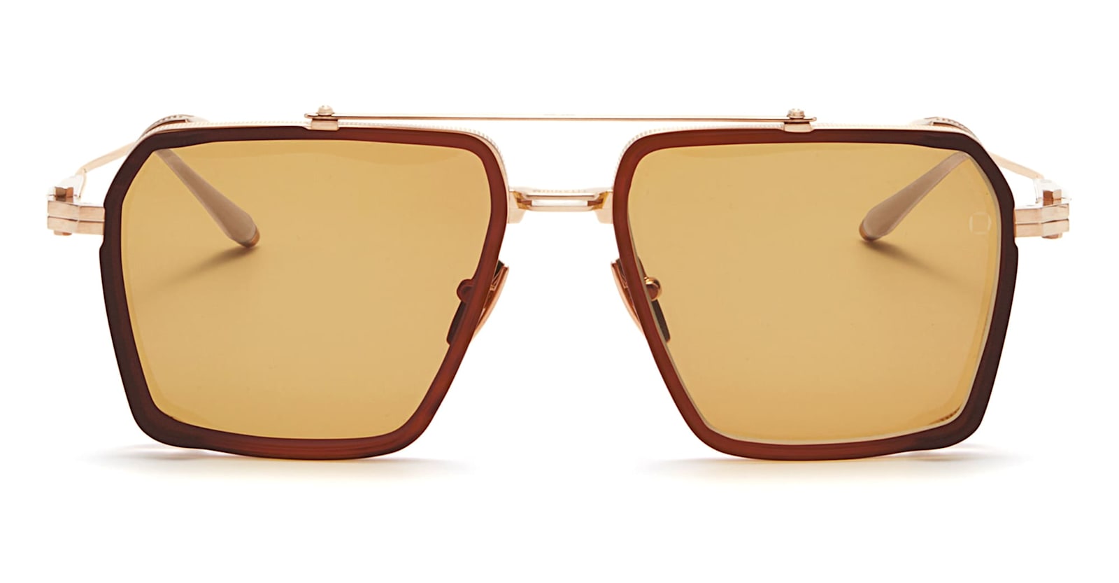Akoni Tiros - Brushed White Gold / Light Havana Sunglasses In Brown