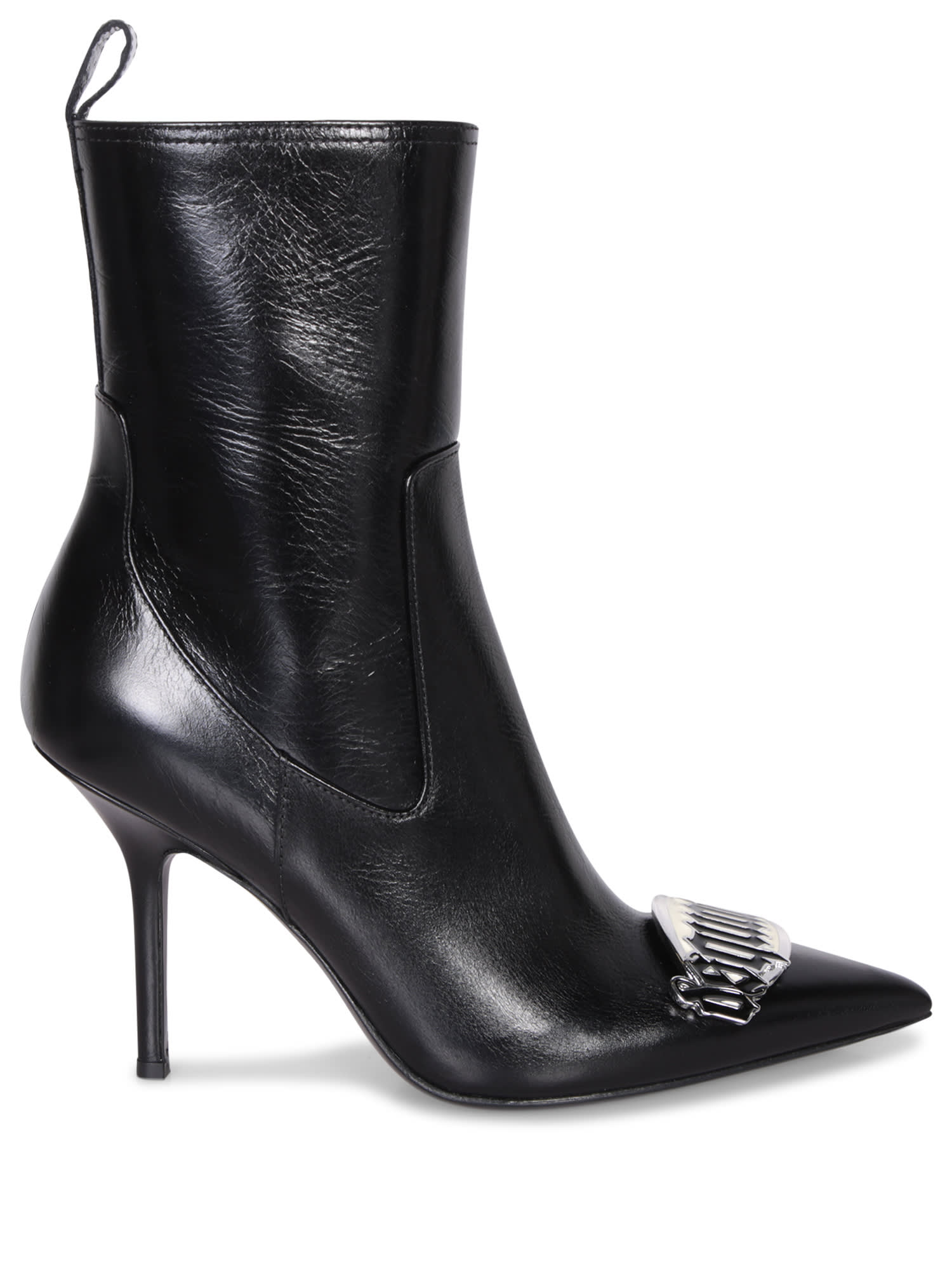 Shop Dsquared2 Gothic Plaque Black Pointed Booties