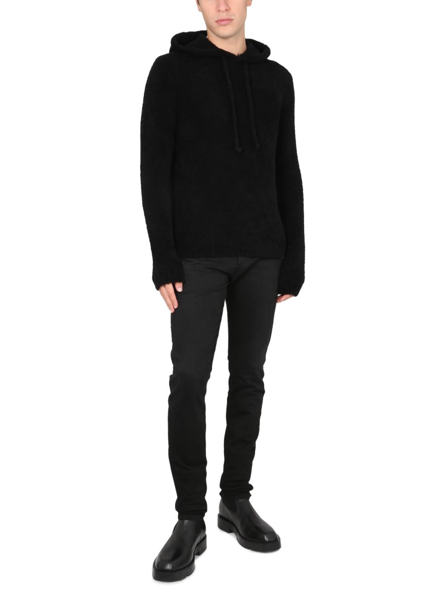Ten C Sherpa Wool-blend Hoodie In Black
