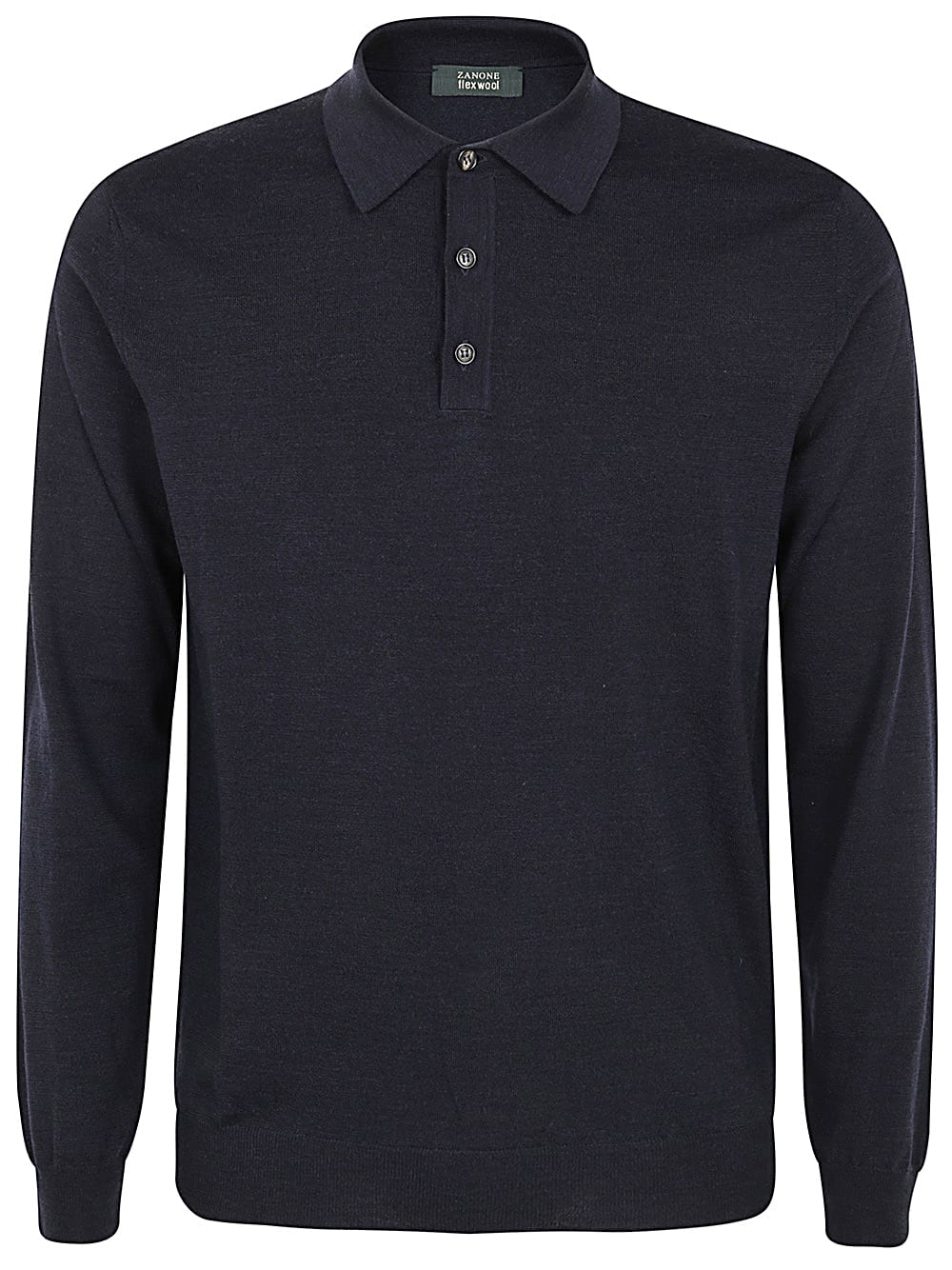 Shop Zanone Polo Long Sleeves Slim Fit In Blue Melange