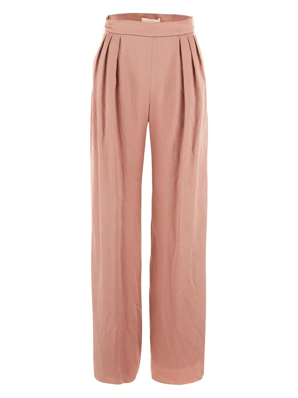 Shop Max Mara Uncino Satin Trousers With Pleats In Pink