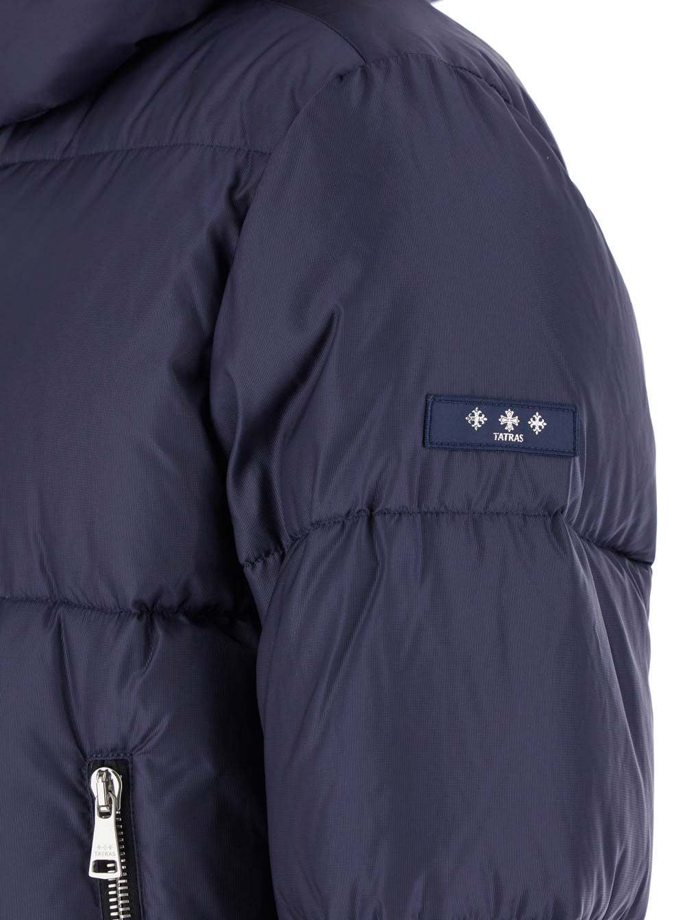 Tatras 'grami' Blue Down Jacket With Hood And Logo Patch In Blu