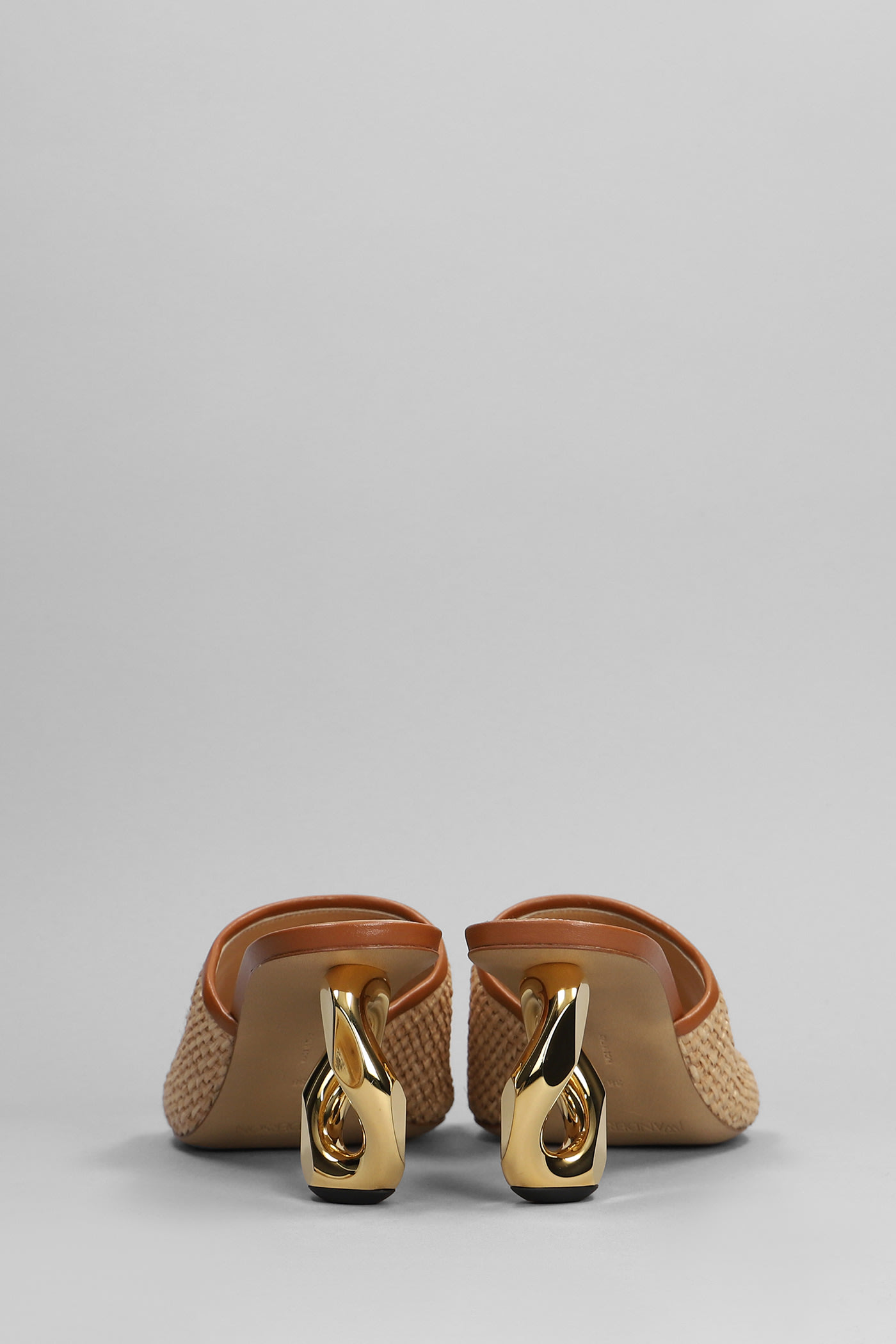 Shop Jw Anderson Raffia Sandal Sandals In Beige Silver In Natural