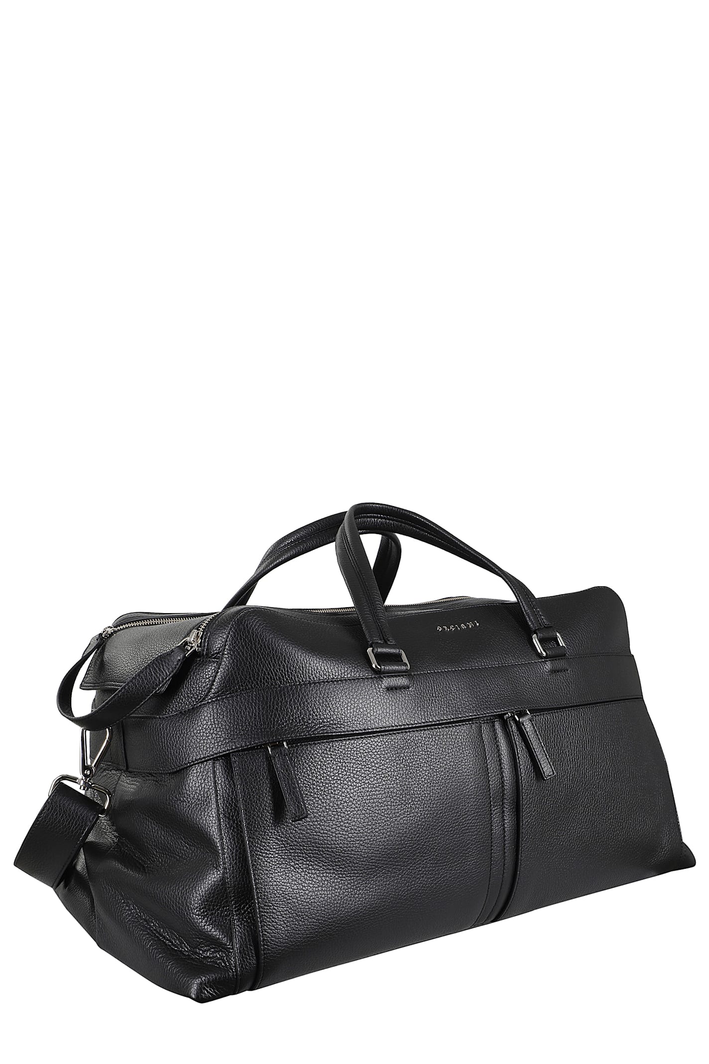 Orciani Borsone Micron In Pelle Tracolla In Black