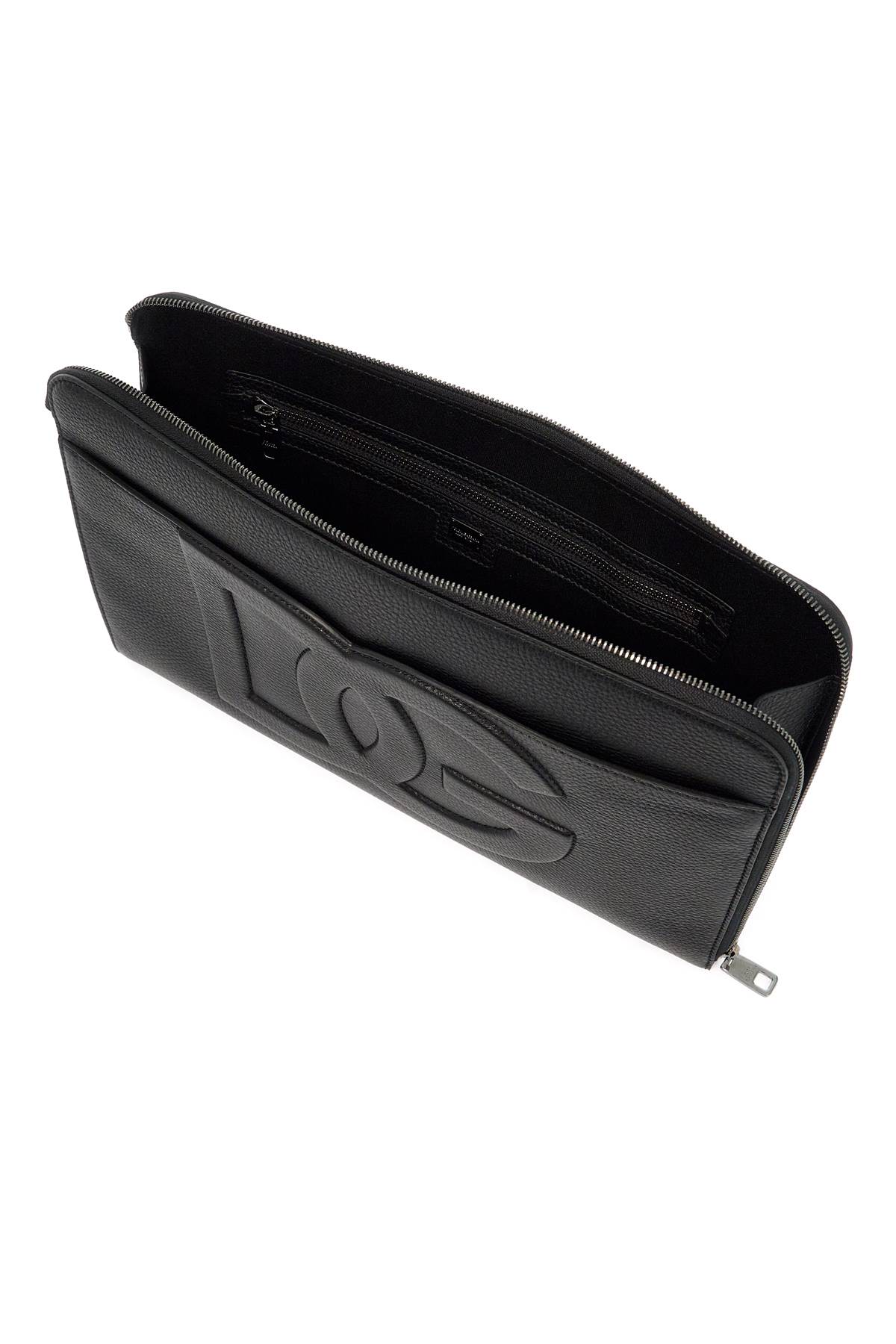 Shop Dolce & Gabbana Large Hammered Leather Pouch In Nero (black)