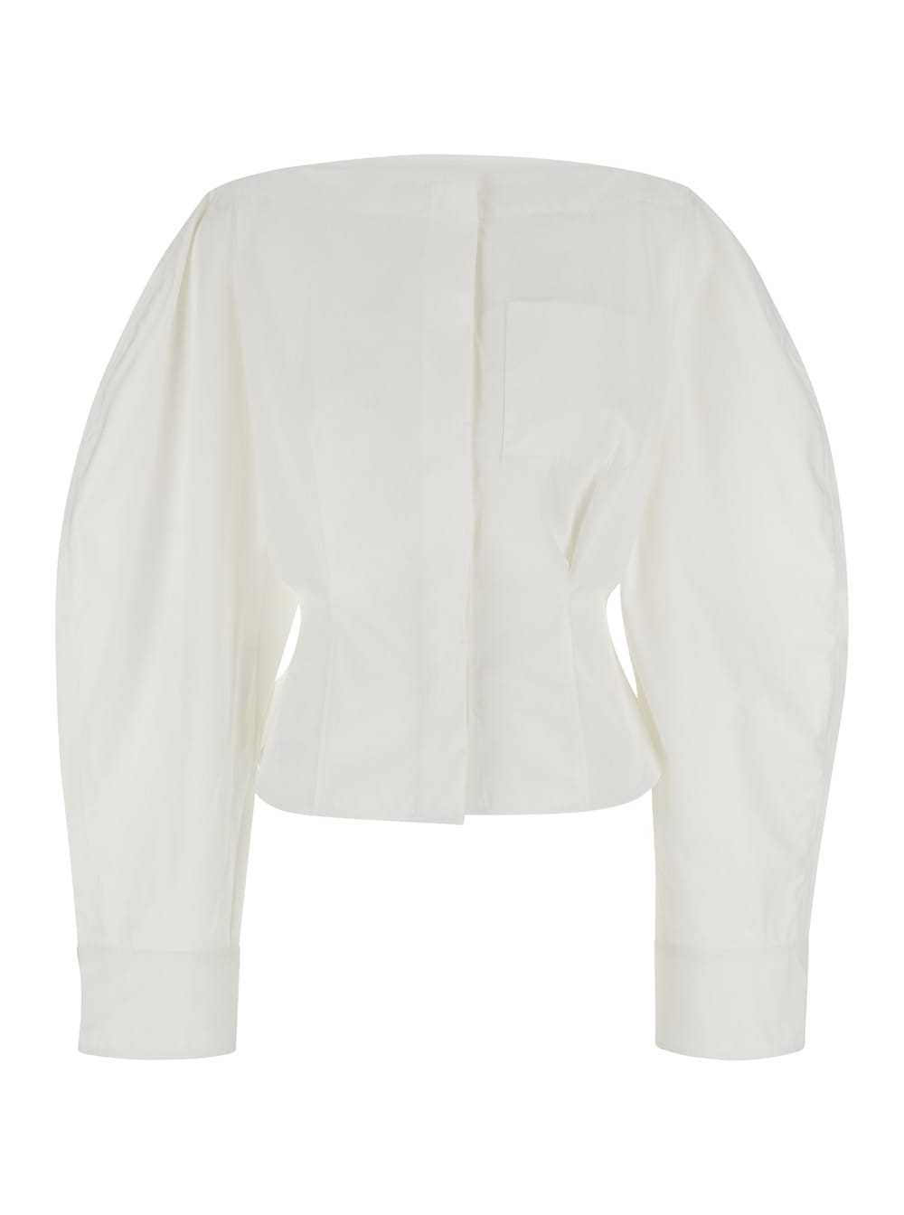 Shop Jacquemus La Chemise Barco White Shirt With Boat Neck In Cotton Woman