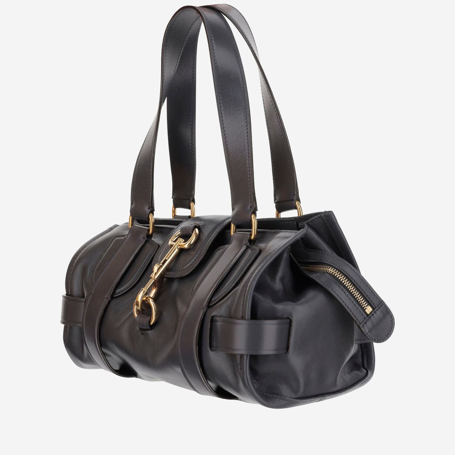 Chloé Navy Blue Leather Kerala 25 Shopping Bag In Blacknavy