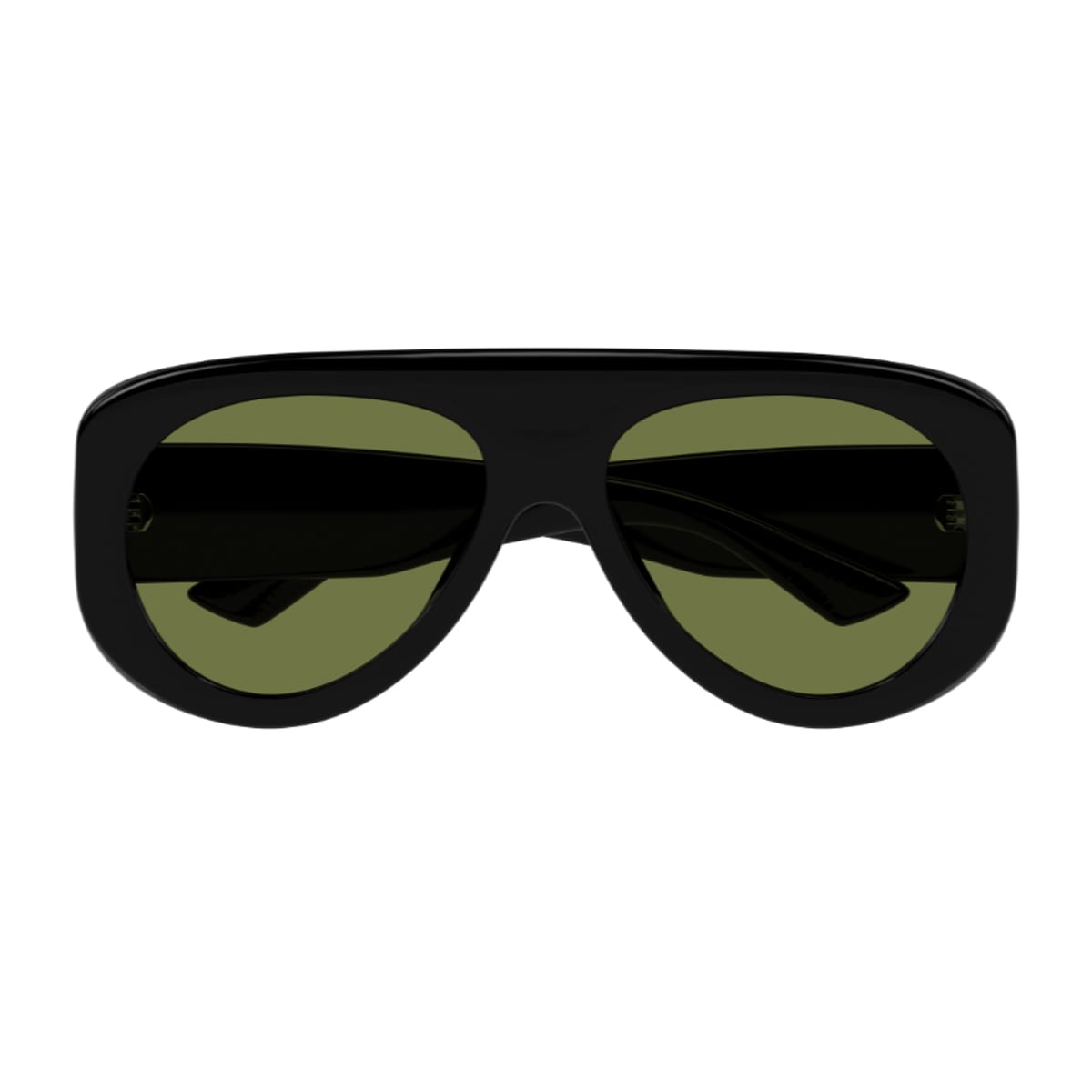 Bottega Veneta Bv1362s Linea Ribbon Bv1362s 006 Black Green Sunglasses In Black