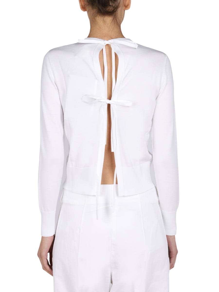 Shop Patou Bow Jersey In White