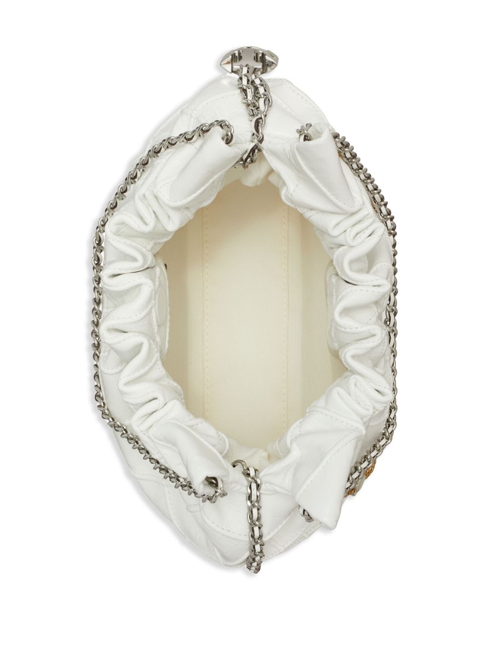 Tory Burch Mini Fleming Soft Distressed Drawstring Bag In White