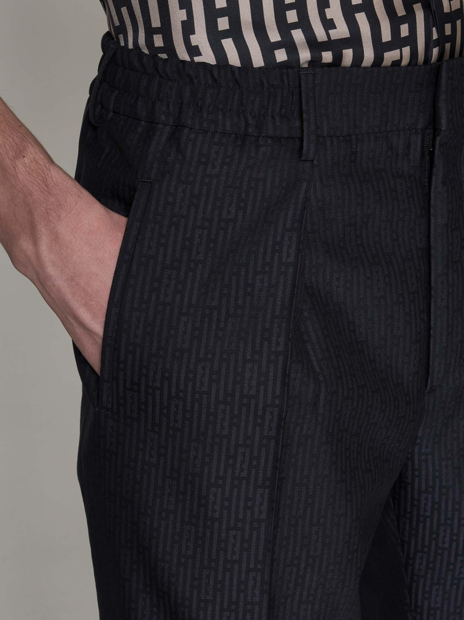 Shop Fendi Ff Stripes Jacquard Wool Trousers In Blue