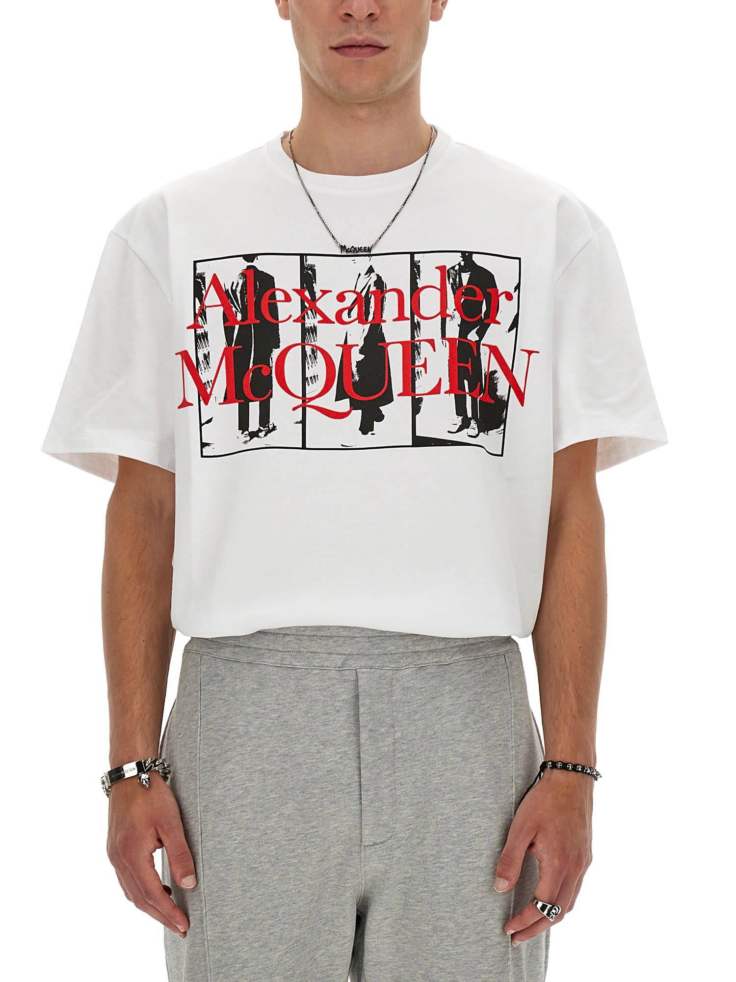Alexander McQueen Flocked Logo T-shirt
