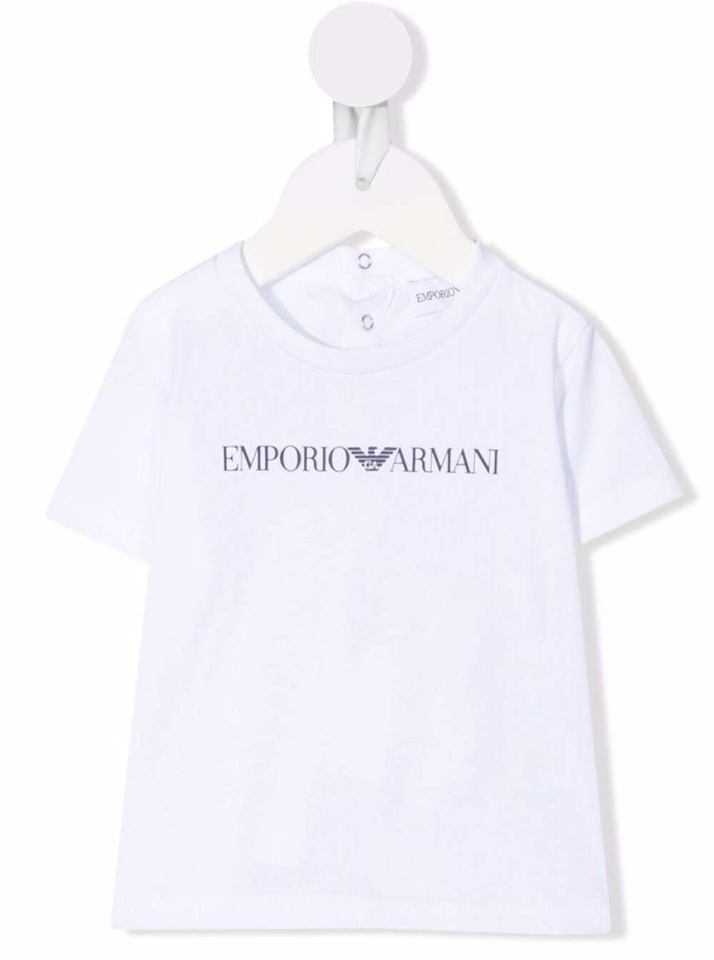 Emporio Armani Kids Baby Boys White Cotton T-shirt With Logo Print
