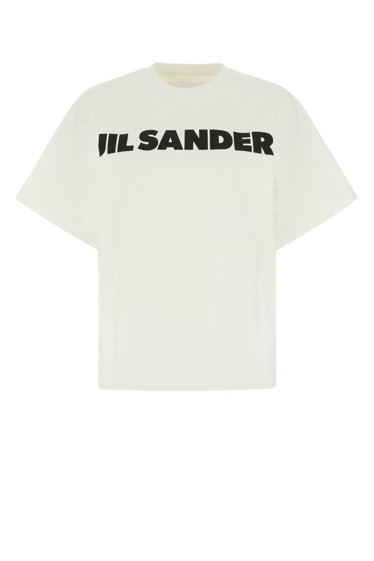 Shop Jil Sander Ivory Cotton T-shirt In 102