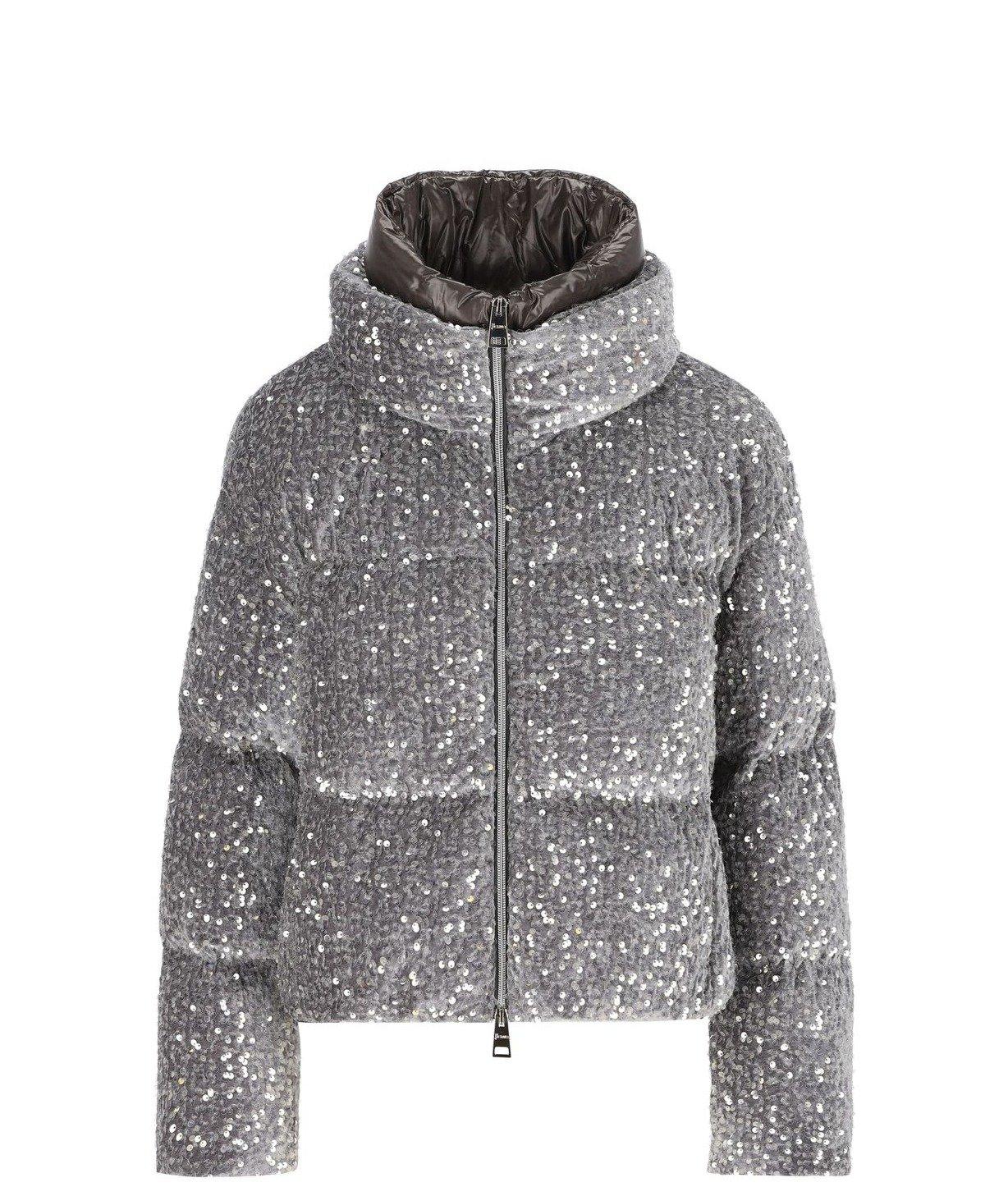 HERNO SEQUIN EMBELLISHED COAT 