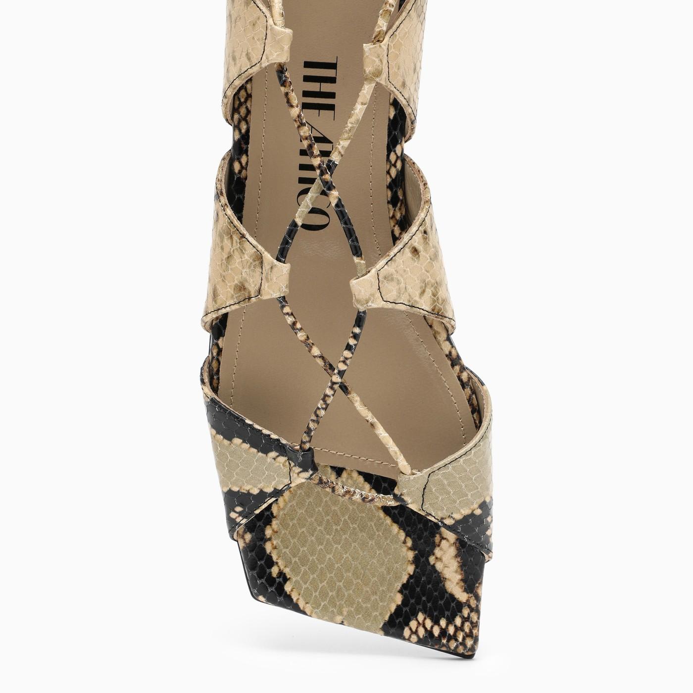 Shop Attico Low Sandal With Animal Motif In Beige