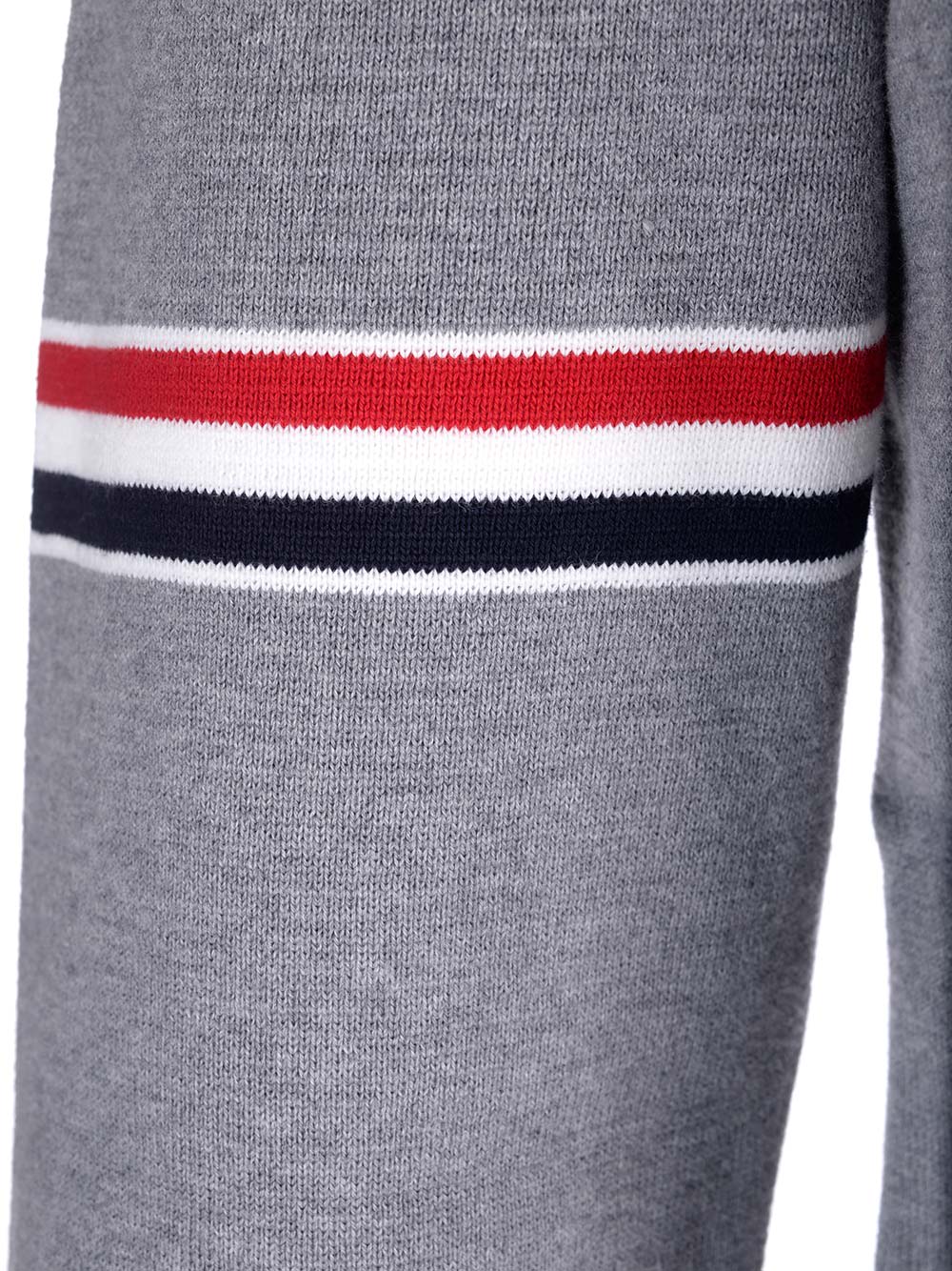 Shop Thom Browne Gray Crewneck Pullover With Stripes In Grey