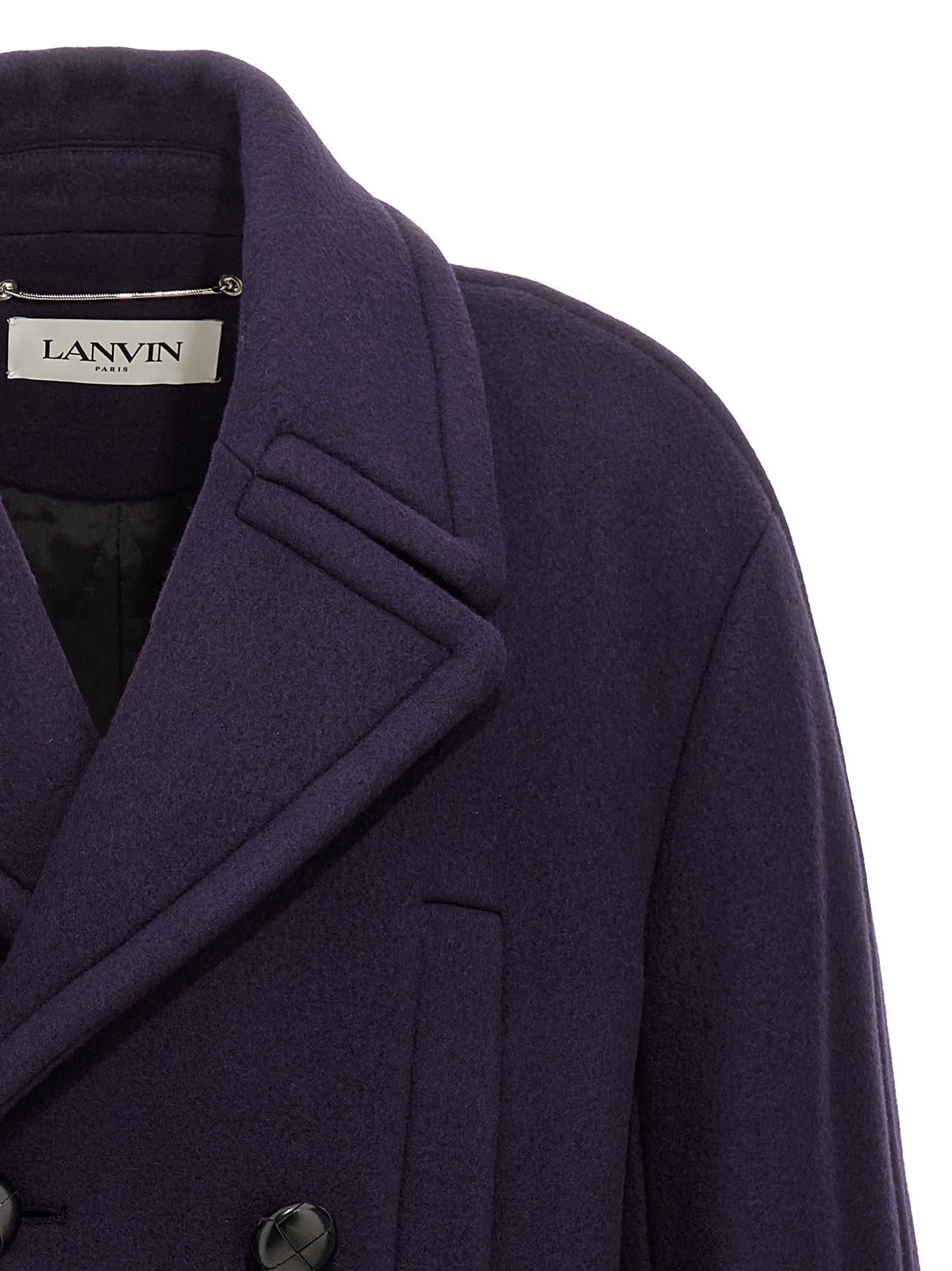 Shop Lanvin Double-breasted Coat In Blue