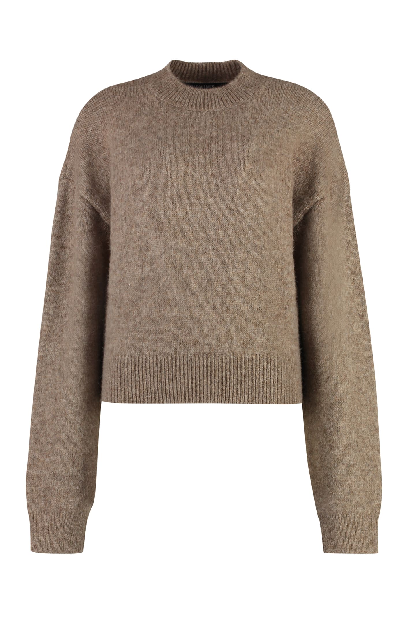 Shop Jacquemus Crew-neck Wool Sweater In Beige