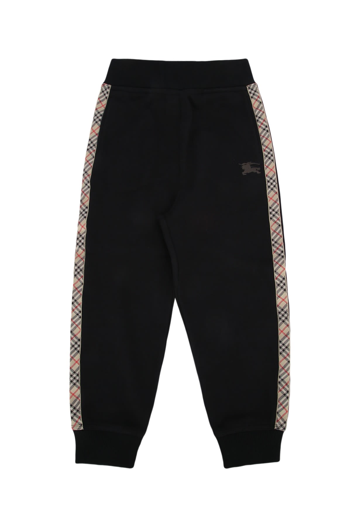 Burberry Jackson Check Trim Cotton Jogging Pants In Black