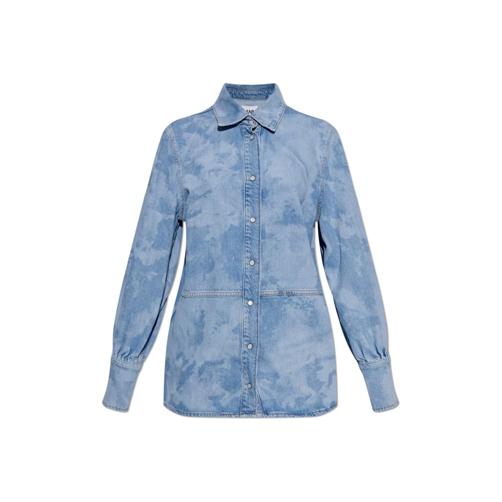 Shop Ganni Bleach Denim Shirt In Blue