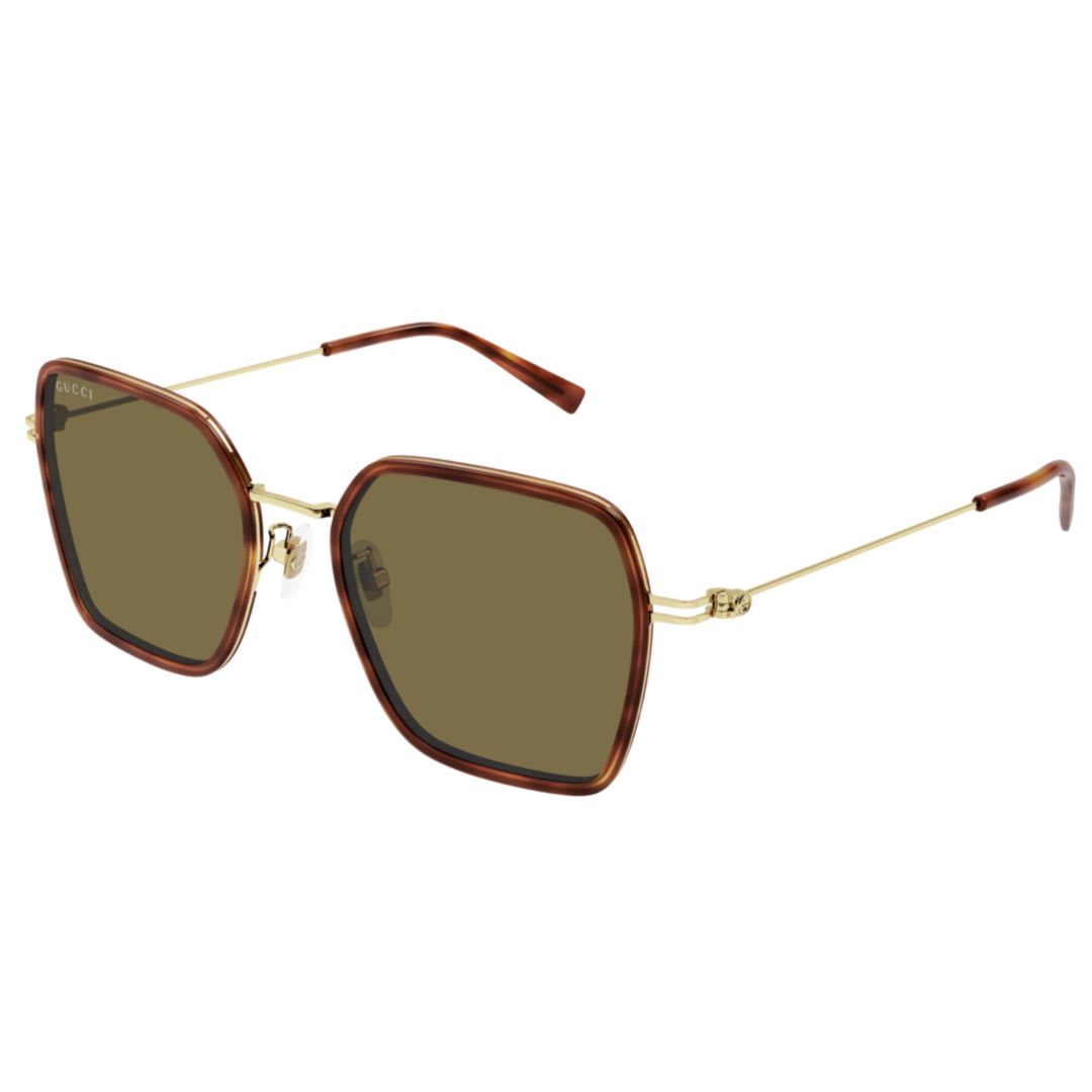 Gucci Havana-gold-brown Acetate Sunglasses In Gold