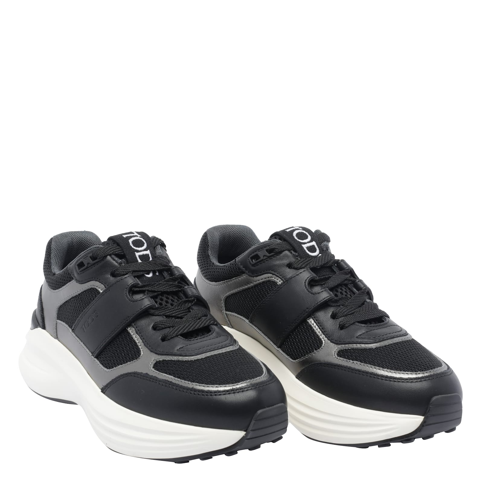 Tod's Leather And Technical Fabric Sneakers In Gray