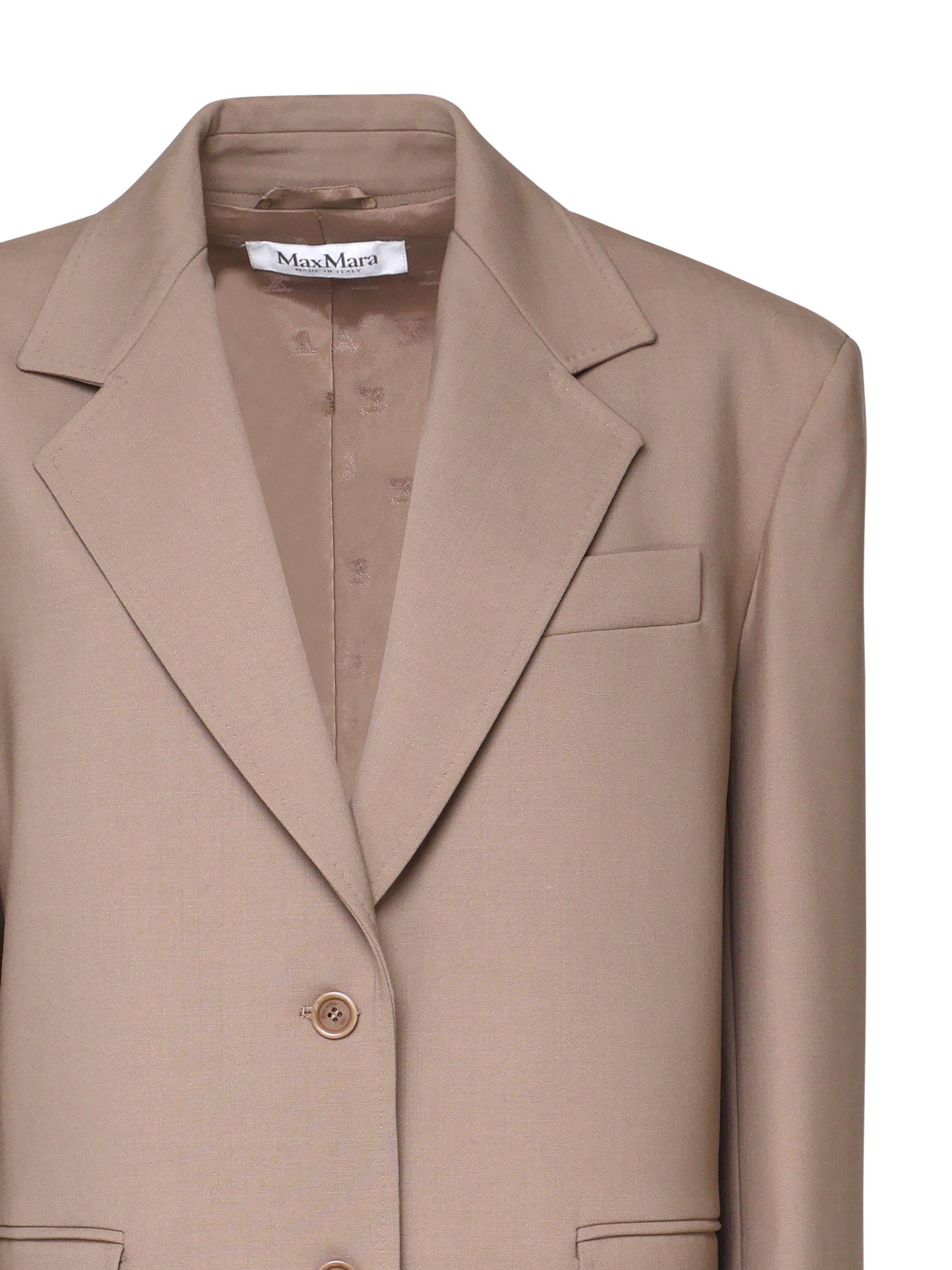 Shop Max Mara Suez Blazer In Virgin Wool In Marrone