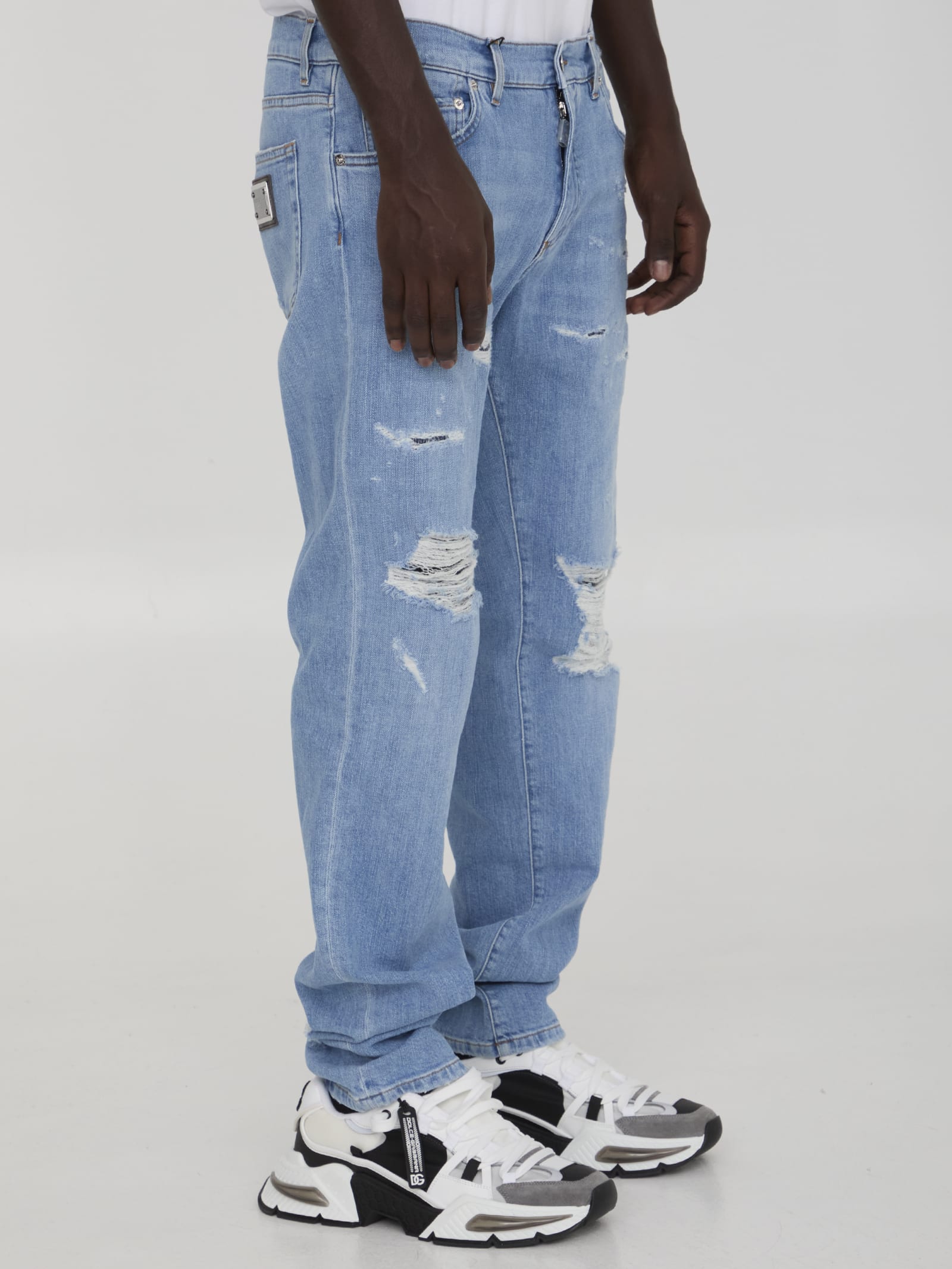 Shop Dolce & Gabbana Slim Jeans In Light Blue