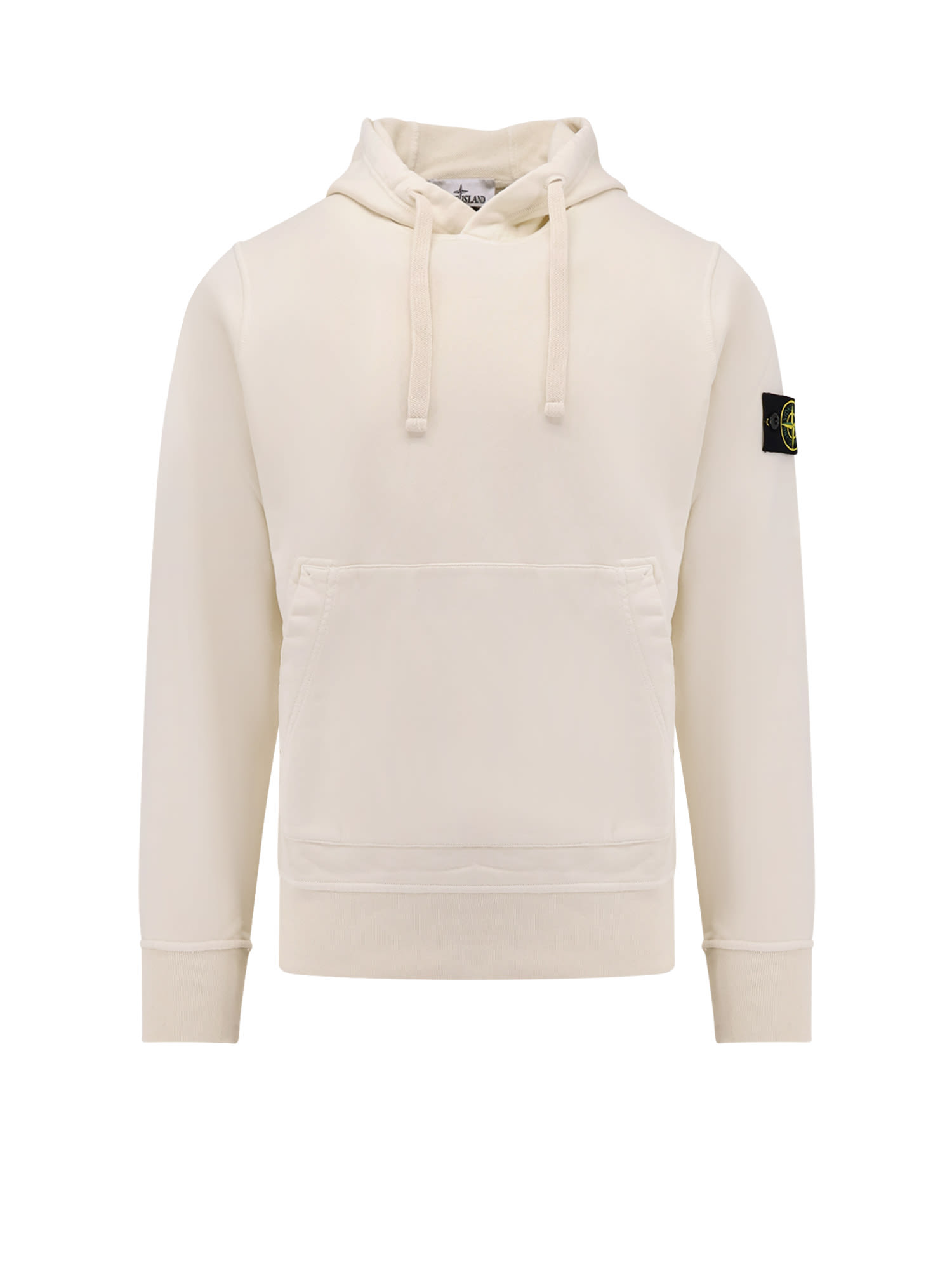 Stone Island Hooded Cotton Sweatshirt Removable Patch In Neutral