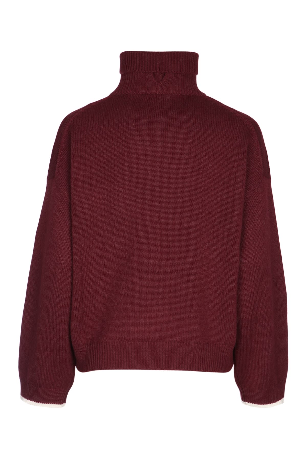 Brunello Cucinelli Ribbed Turtleneck Knitwear Relaxed Fit In Burgundy