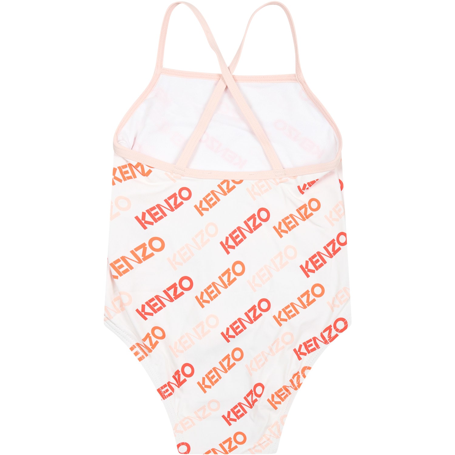 Shop Kenzo Swimsuit For Baby Girl With Logo In Bianco