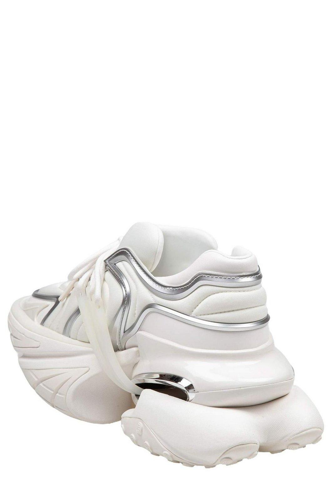 Shop Balmain Unicorn Wave Panelled Sneakers In White